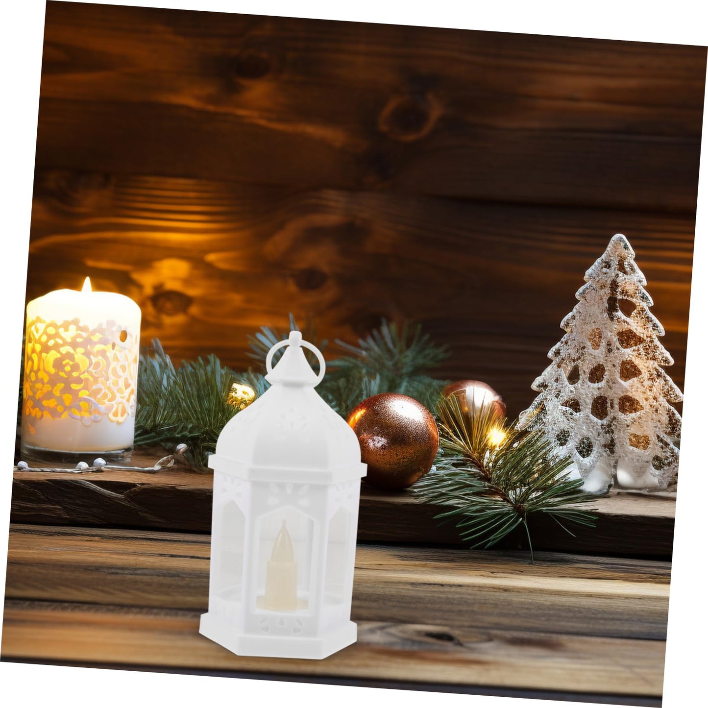 CORHAD 1pc Elegant Christmas Iron Lantern Candlestick for Home Decor Reusable Candle Holder for Table Centerpieces for Weddings and Holiday Events