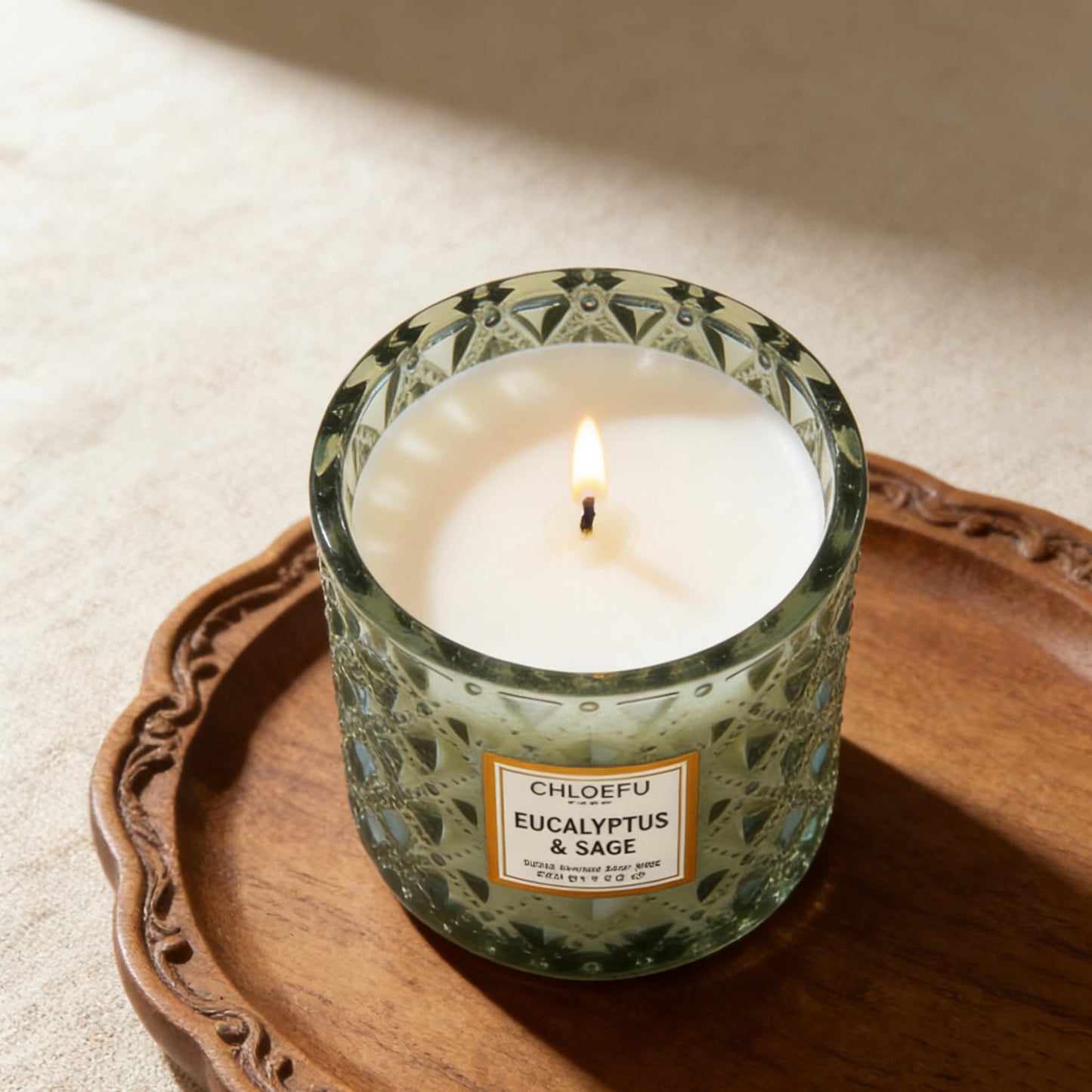 Chloefu LAN Eucalyptus & Sage Scented Candles Luxury Candle with up to 55 Hour Long Lasting, Highly Scented, 100% Soy Wax, 8.1oz, Beautiful Candles, Ideal for Home Decor and Gifts