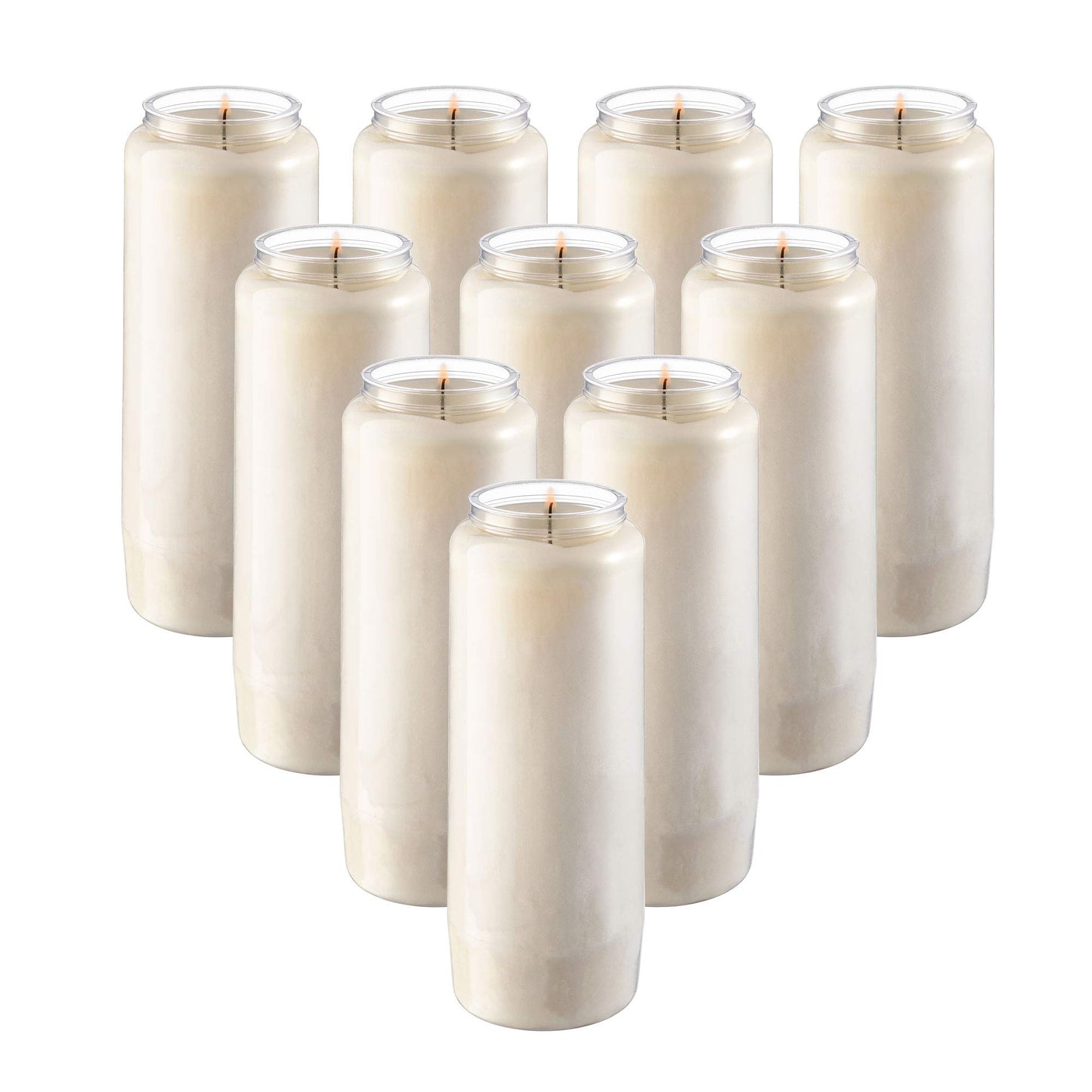 Rambue 9 Day Prayer Candles, 9 Pack - 7” White Memorial Candle for Shiva, Religious Ceremony, Party, Emergency Candles - Long Burning Vegetable Wax in Plastic Jars