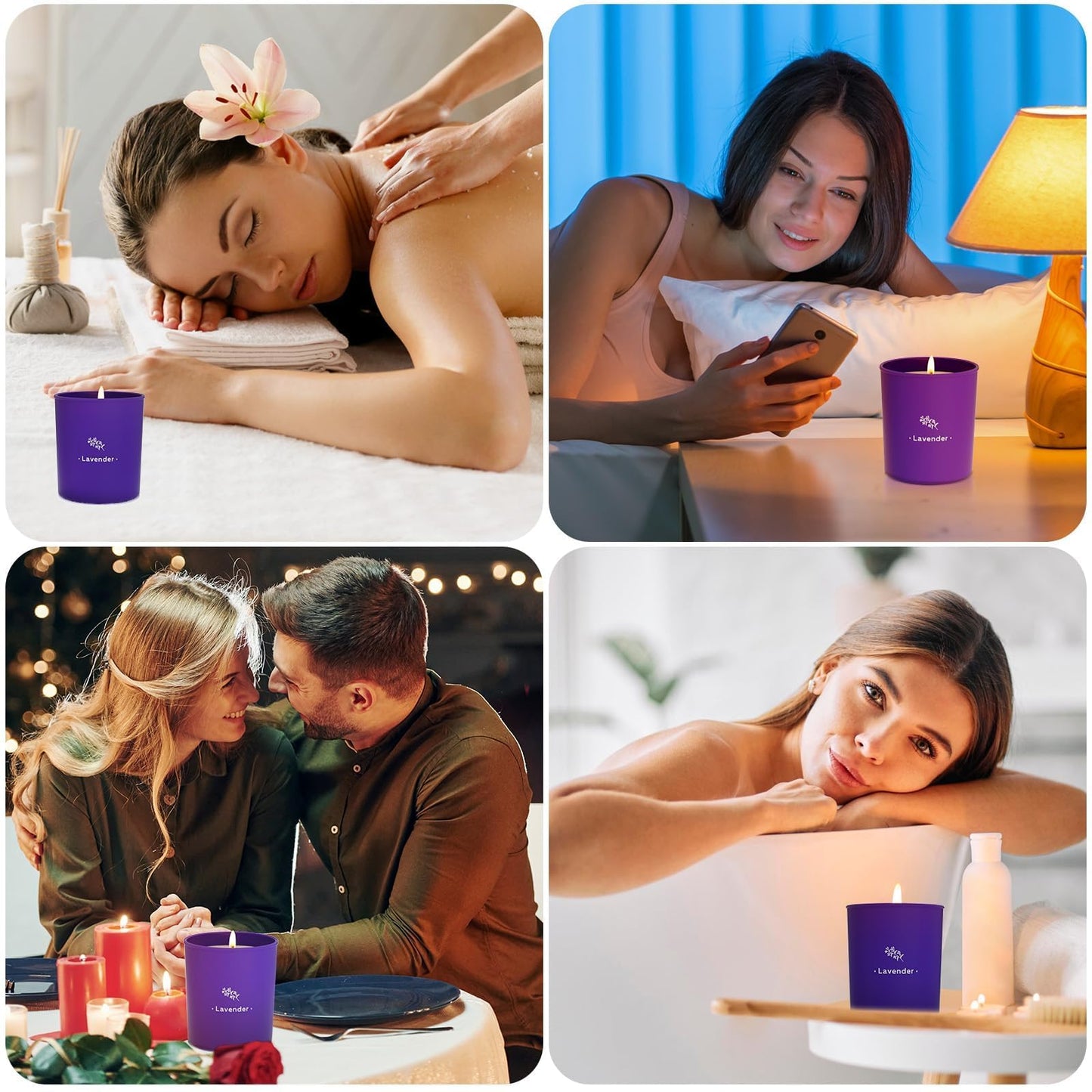 Lavender Candles for Home Scented, 8 oz Scented Candles Present, Purple Jar Wax, Made with Soy for Women, 45 Hour Long-Lasting Burn for Christmas Mom Girl Birthday Christmas Giving - 1 Pack