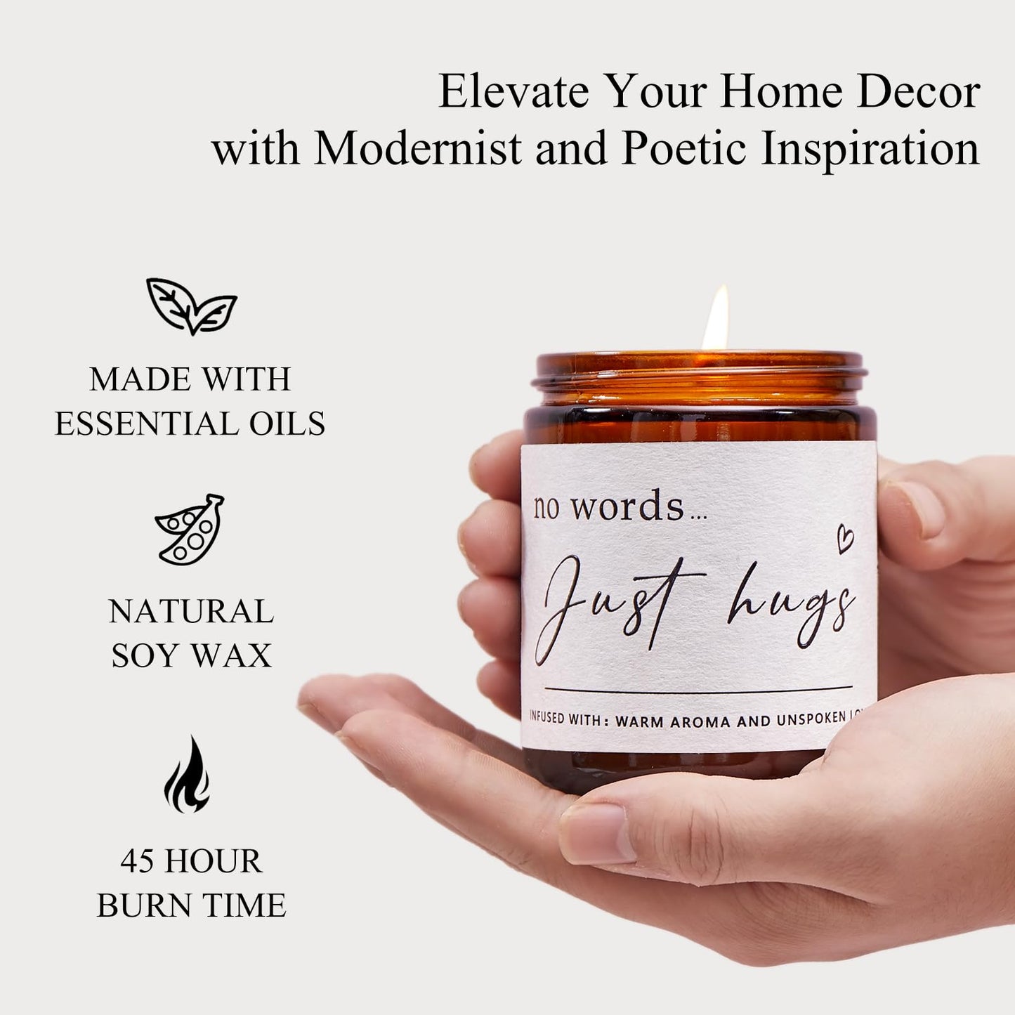 Sympathy Gifts for Loss of Loved One - No Words,Just Hugs Candle,Bereavement Gift, Condolence Gift
