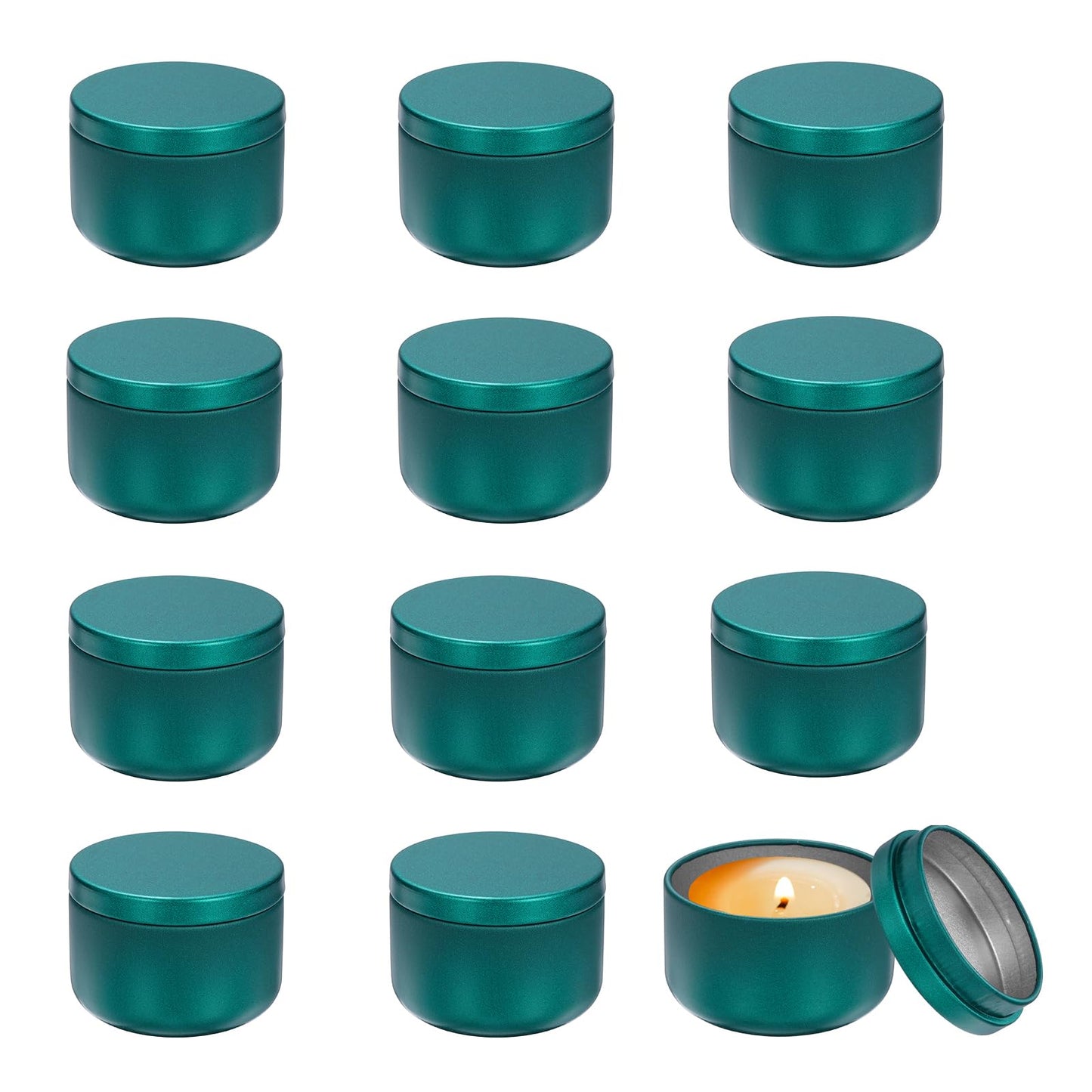 MECCANIXITY 3oz Candle Tins, 12pcs Metal Candle Tins Jars with Lids Round Empty Tin Can Containers Bulk for Storage Tea and Making DIY Arts Crafts Christmas Gifts, Bright Green