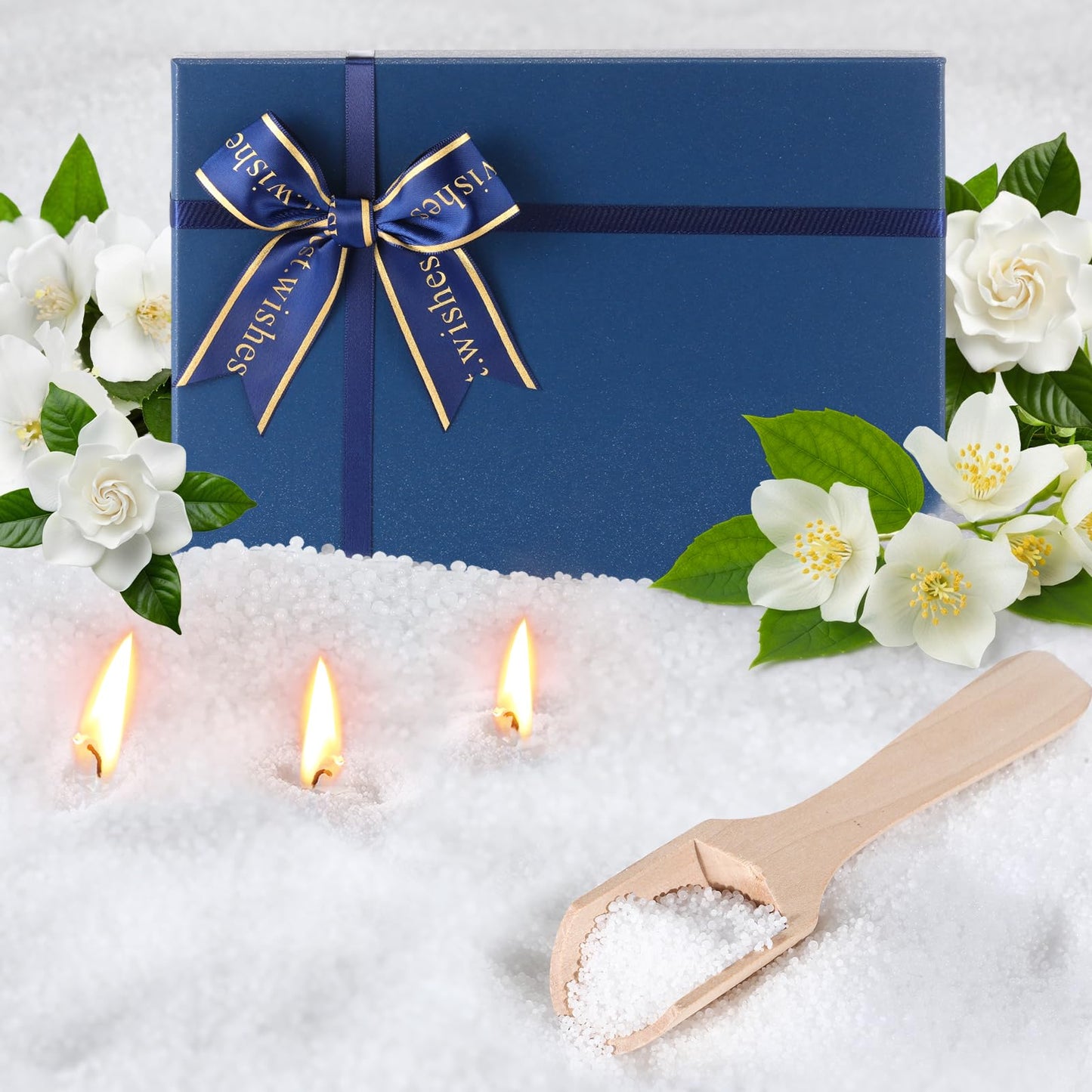 MTLEE Pearled Candle 4.4 Lb/70oz Mother's Day Mom Gifts Gardenia Jasmine Scented Sand Candle Kit Include 100 Wicks, Bow Gift Box, Spoon Reusable Pearled Wax for DIY Home Kit