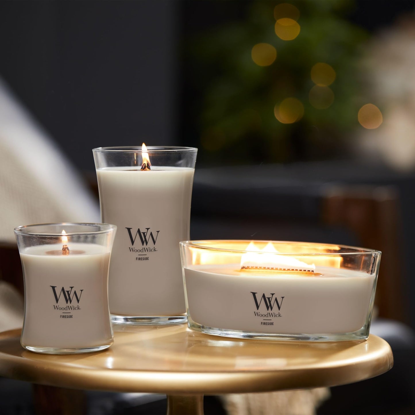 WoodWick Fireside Holiday Candle Gifts for Women and Men, 16 oz Ellipse Candle with Crackling Wick
