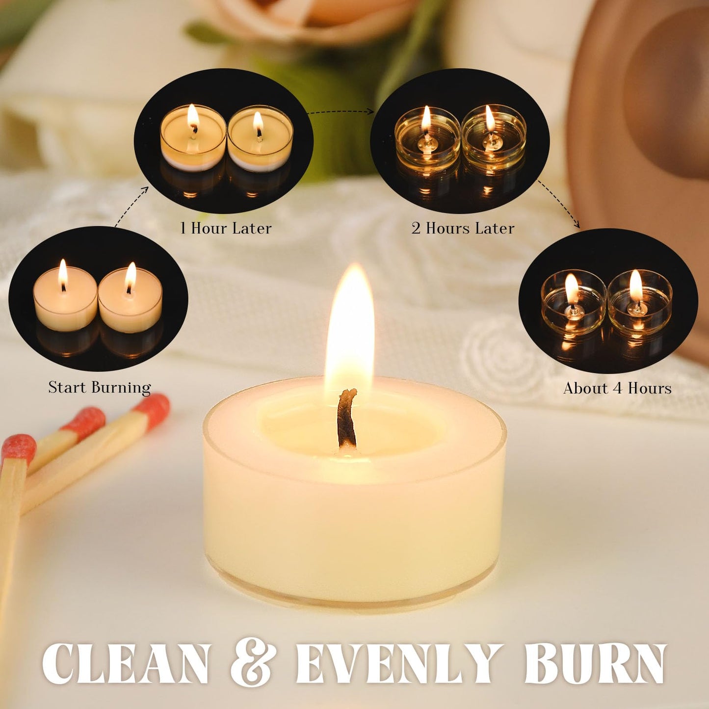 TELOSMA 12pcs Natural White Beeswax Tealight Candles - Organic Candle Natural Scent Smokeless Clean Burning