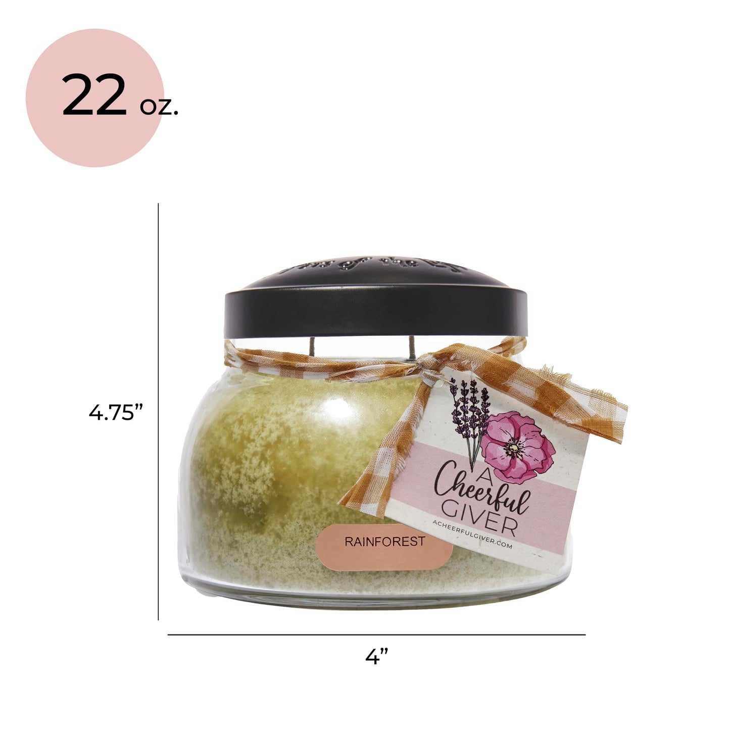 A Cheerful Giver - Rainforest - 22oz Mama Scented Candle Jar with Lid - Keepers of the Light - 125 Hours of Burn Time, Gift for Women, Green