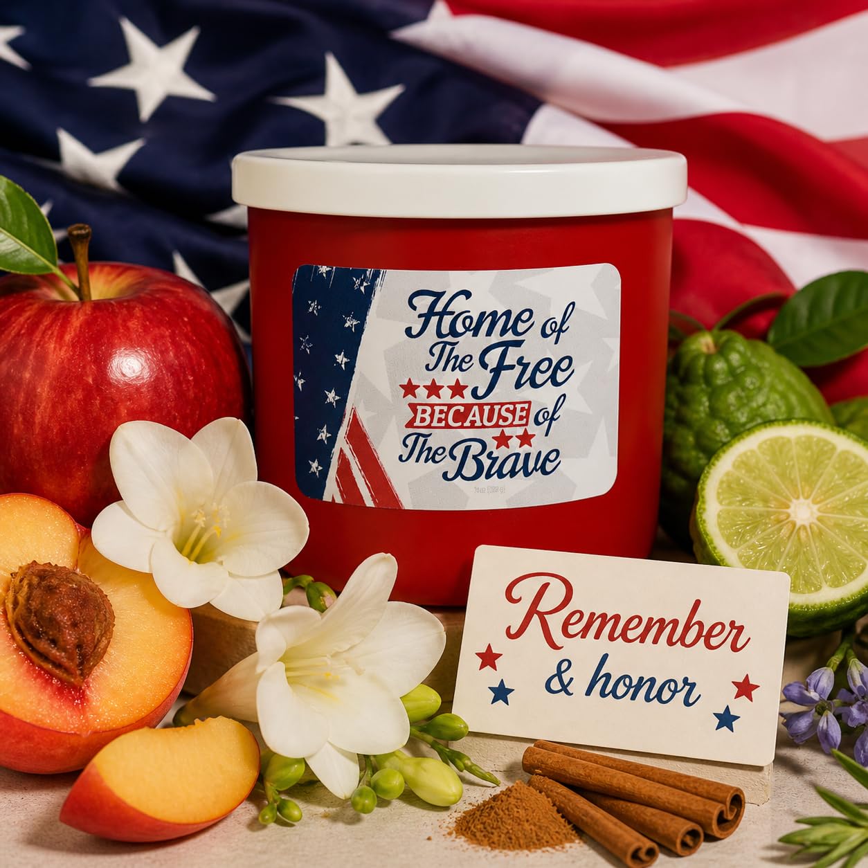 Colonial Candle Home of The Free Because of The Brave Scented Jar Candle, 3 Wick, 14 oz, 60H Burn - Made in The USA