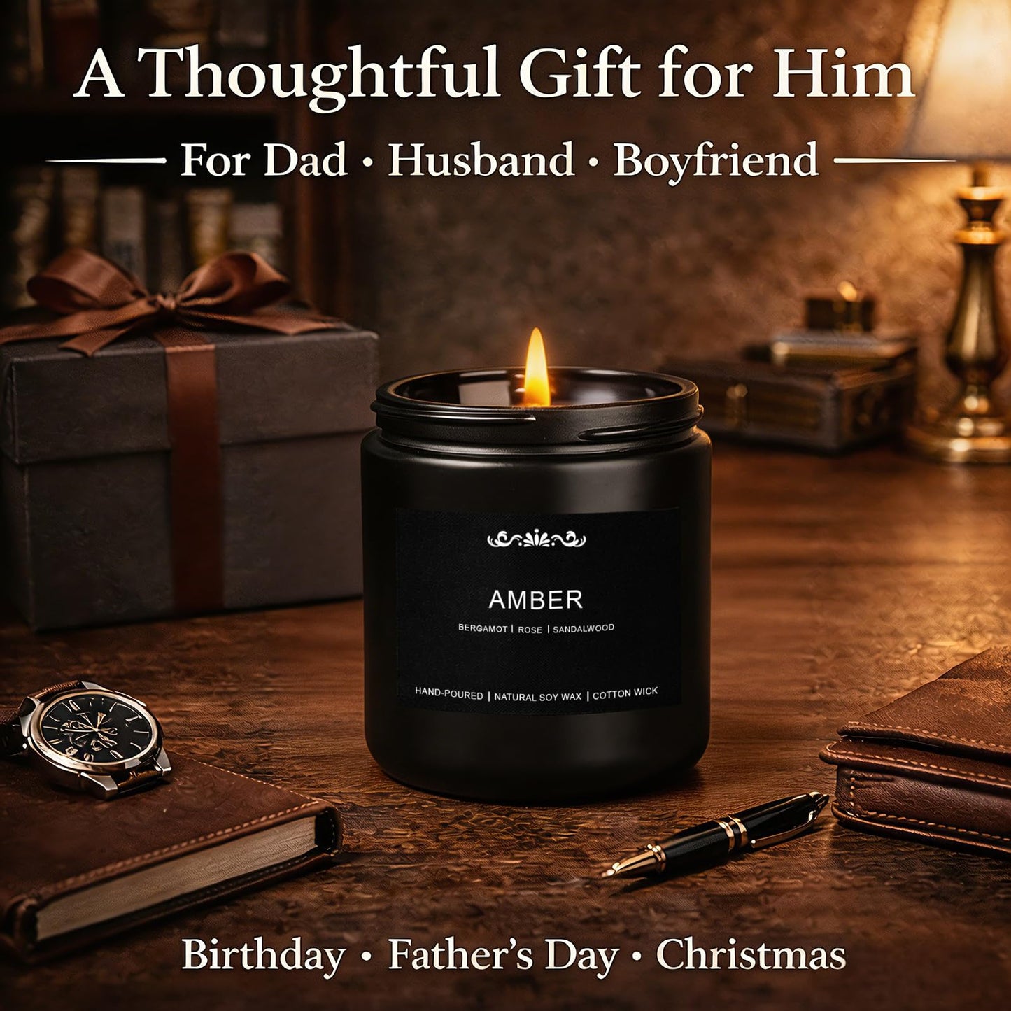 Candles for Men, 6 Pack Soy Wax Gift Set, 300H Long Lasting Home Fragrance with Masculine Scents, Gift for Dad, Husband or Boyfriend
