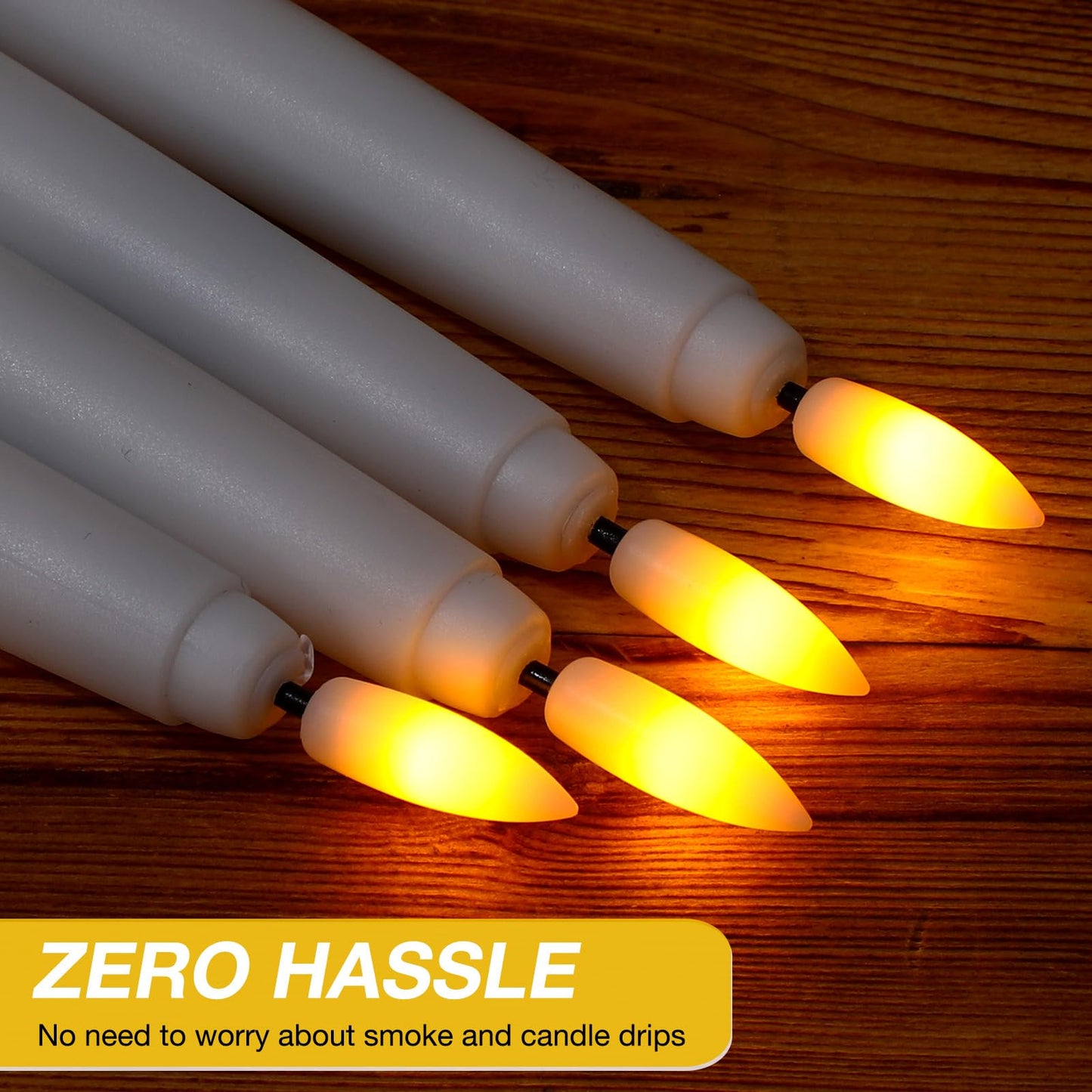 Tuanse 20 Pcs Flickering Flameless Taper Candles Bulk LED Battery Operated Realistic Flame Effect with Remote & Timer Safe No Fire Wax Drip Candles for Wedding Church Home Decor (8.46",White)