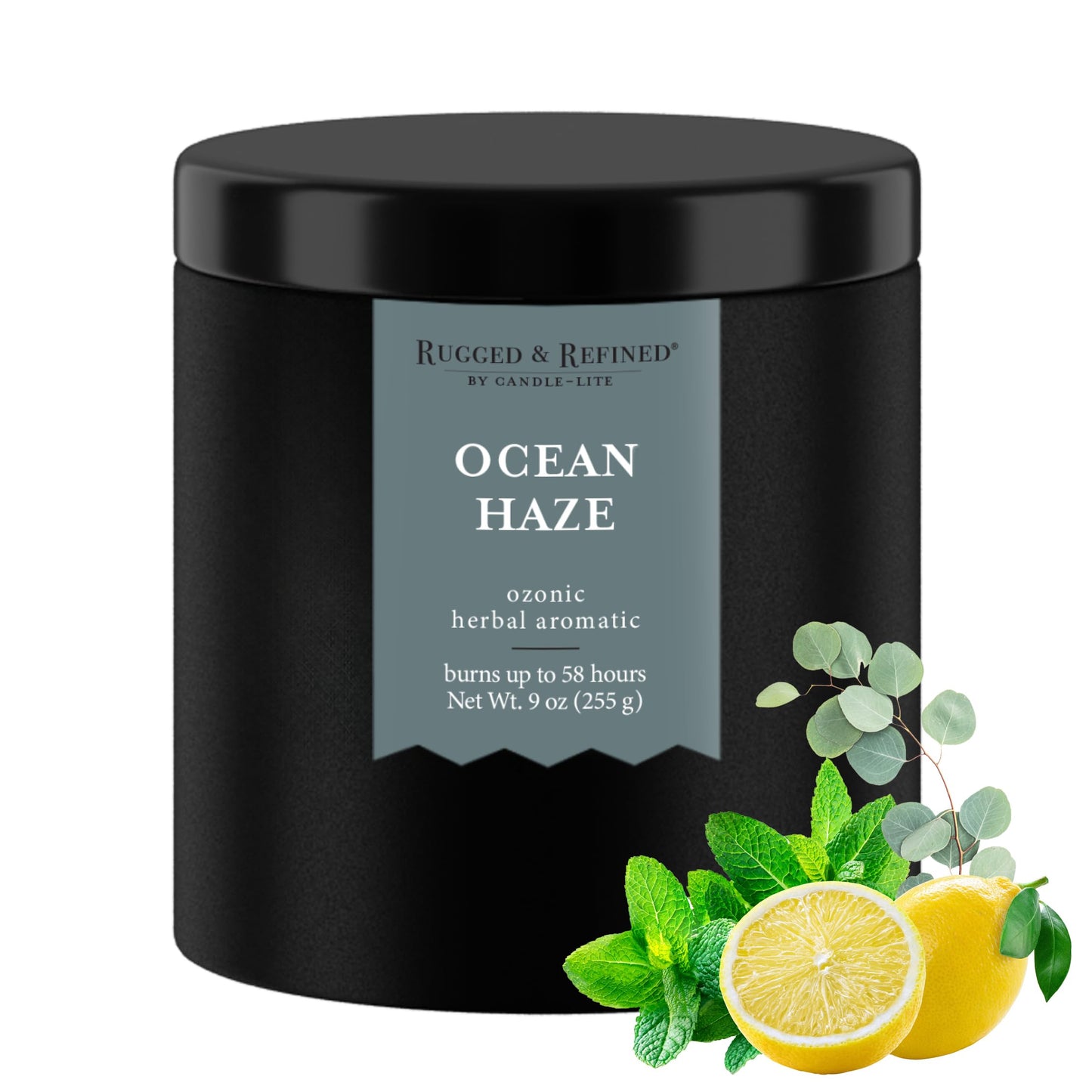Candle-lite Rugged & Refined Scented Candle for Men, Ocean Haze, 9 oz Tin, Poured in The USA, Masculine Fragrance, 1-Wick, 58 Hours of Burn Time, Ideal Gift for Man in Your Life & Father's Day