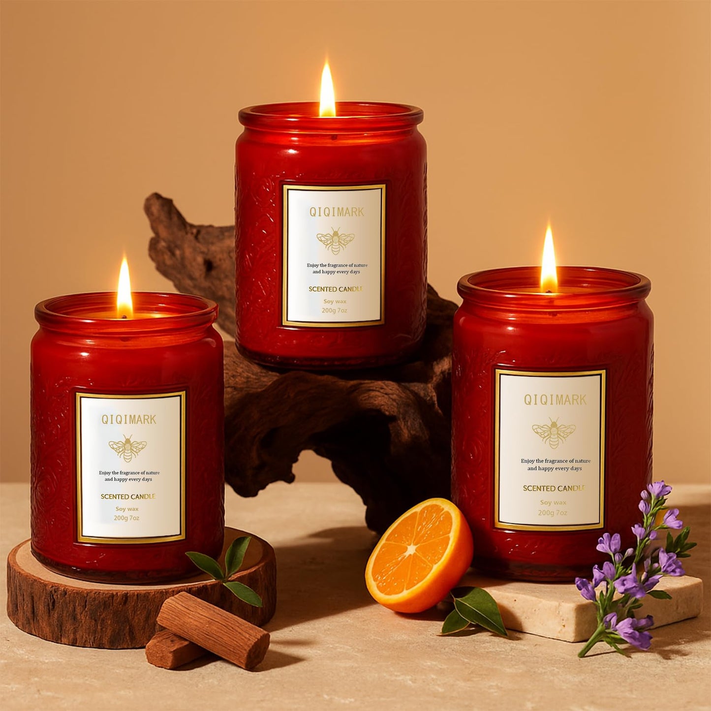 Scented Candles Gift Set for Women, 6 Pack Soy Wax Aromatherapy Candles, Long Lasting Candles for Home, Compatible with Candle Warmer Lamps, Birthday Romantic Gifts, Red Candles
