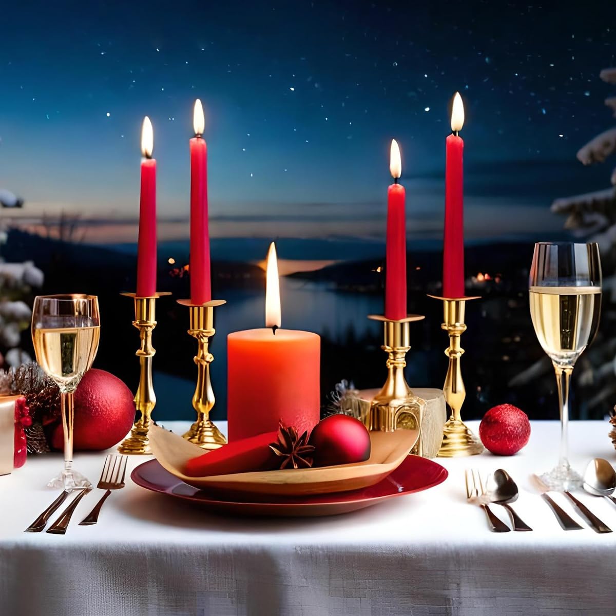 10 Inches Burgundy Unscented Taper Candles for Christmas, 20 Pcs 7/8 Inch Thin Candlesticks for Dinner, Party, Home Decoration and Emergency