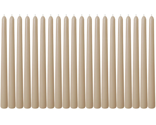 Viyffo Taper Candles, 10 Inch, 20 Pack, Nougat Brown – Unscented, Dripless & Smokeless Design, Up to 8 Hour Burn – Long Tall Taper Candlesticks for Wedding, Dinner & Home Decor