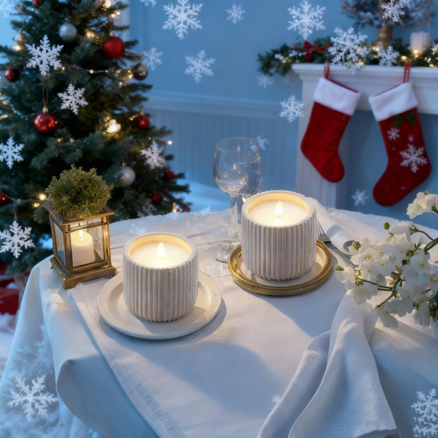 XMHBCSM Flameless Christmas Candles,2 Pack Christmas Decorations Flameless Candles Battery Operated Candles for Christmas Home Decoration