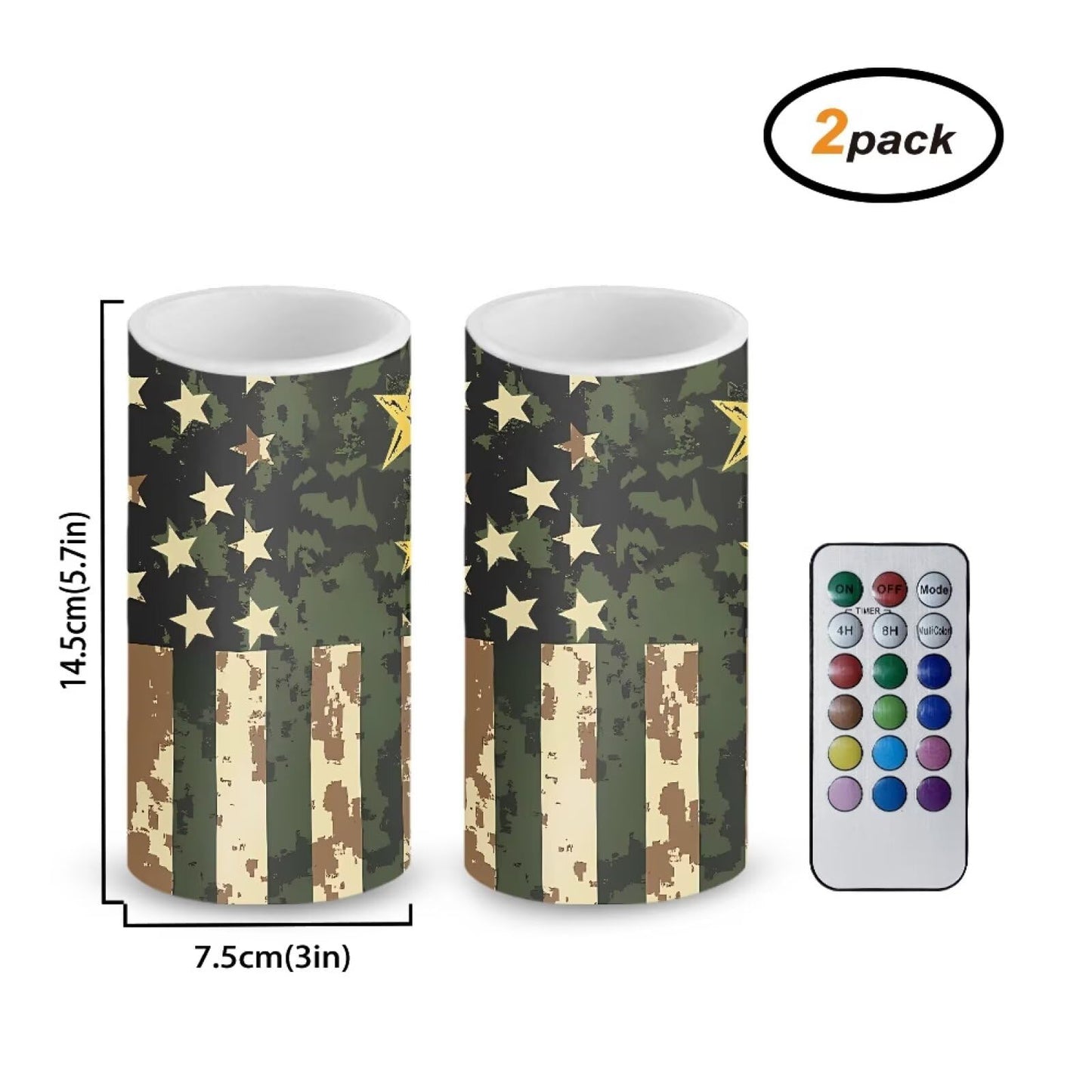 Luarisgur Flameless Candles LED American Flag Decorative Candles Battery Operated Ornage Flickering Candles with 18-Key Remote Timer Pillar for Home Living Room Party Table Decorations