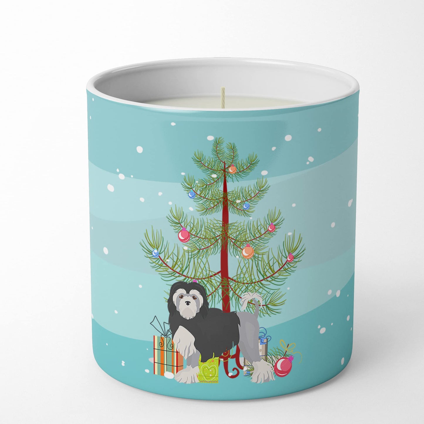 Caroline's Treasures CK3470CDL Lowchen or Little Lion Dog Christmas Tree 10 oz Decorative Soy Candle Nature Soy Wax Essential Oil Home Decor Ideal for Bedroom Kitchen Bath Office Gift, 10 oz