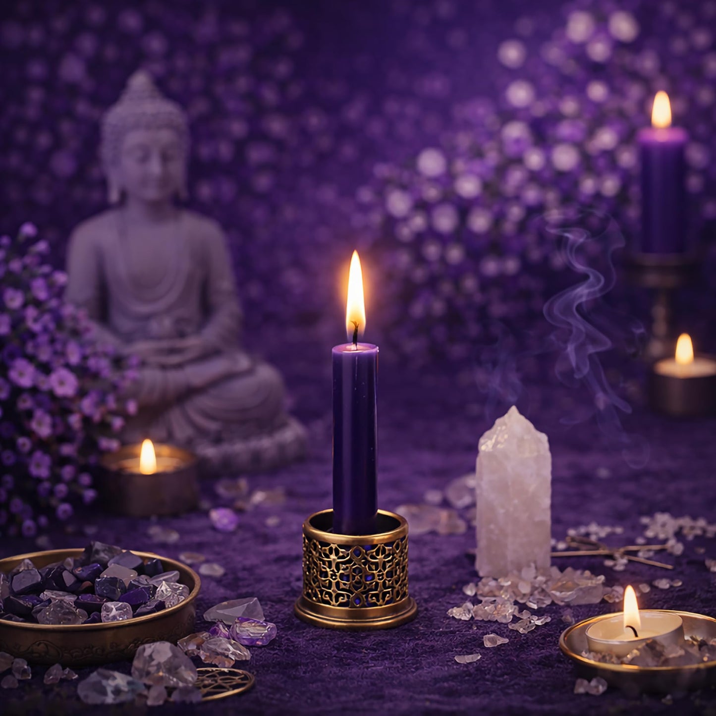 SOUL STICKS Confidence Magic Spell Color Chime Candles 20 Pack - Ideal for Altar, Rituals, Ceremonies, Meditation Purple Taper Candle for Witchcraft Supplies, Wiccan Supplies, Candles Clearance