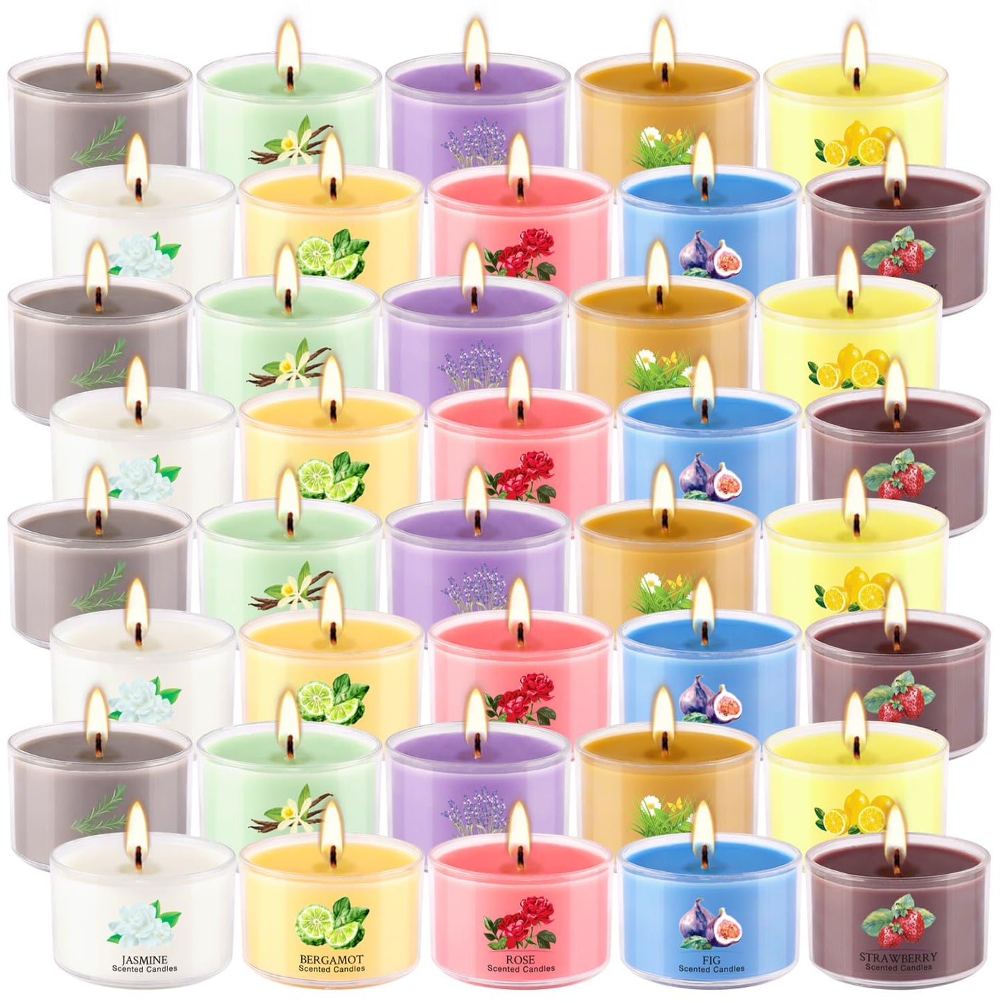 40 Scented Candle Set, 10 Fragrances, 35g Natural Soy Wax Candles with Smokeless Cotton Wicks, Ideal for Home Decor, Yoga, Meditation, Spa & Gifting.