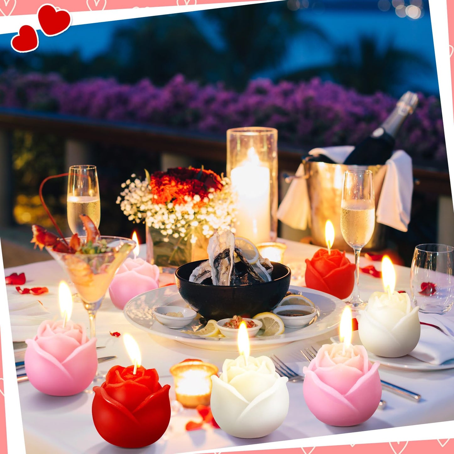 Funnymoom 8 Pcs Valentine Candles Rose Flower Candle Pink Rose Shaped Scented Aromatherapy Candles Tealight for Valentine Bridal Shower Wedding Anniversary Birthday Home