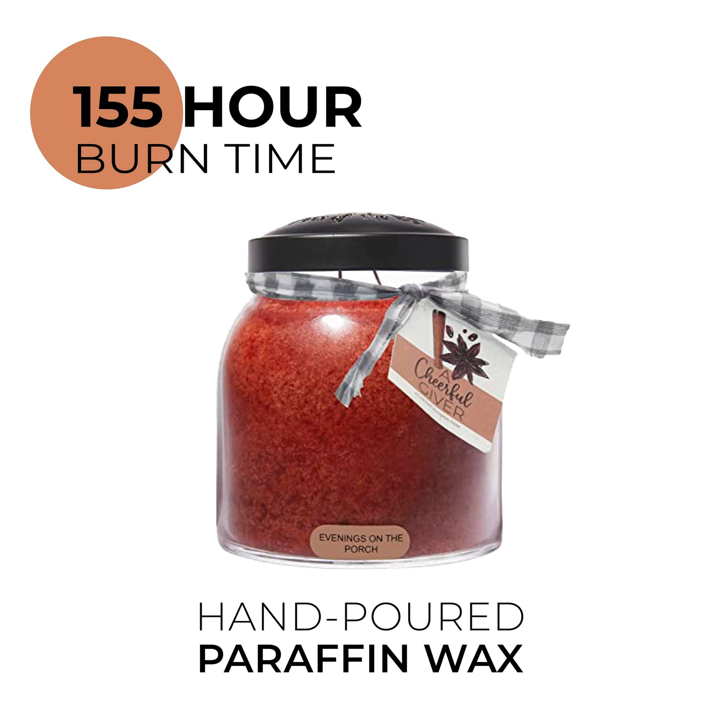 A Cheerful Giver — Evenings on the Porch - 34oz Papa Scented Candle Jar with Lid - Keepers of the Light - 155 Hours of Burn Time, Gift for Women, Red