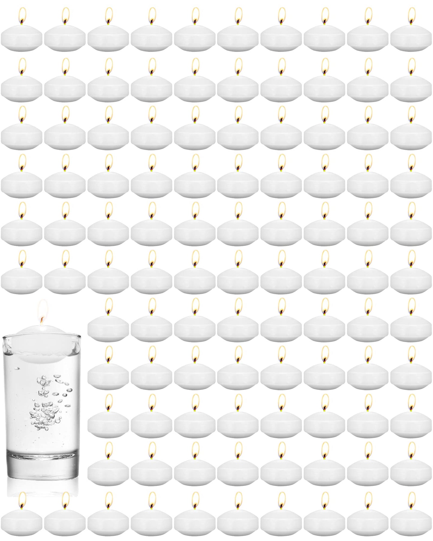 Treela 80 Pcs 1.73 Inch Unscented Floating Candles, Dripless Tealight Candles Home Decorations, Cute and Elegant Burning Candles for Wedding Vases Centerpieces Party Accessories (White)