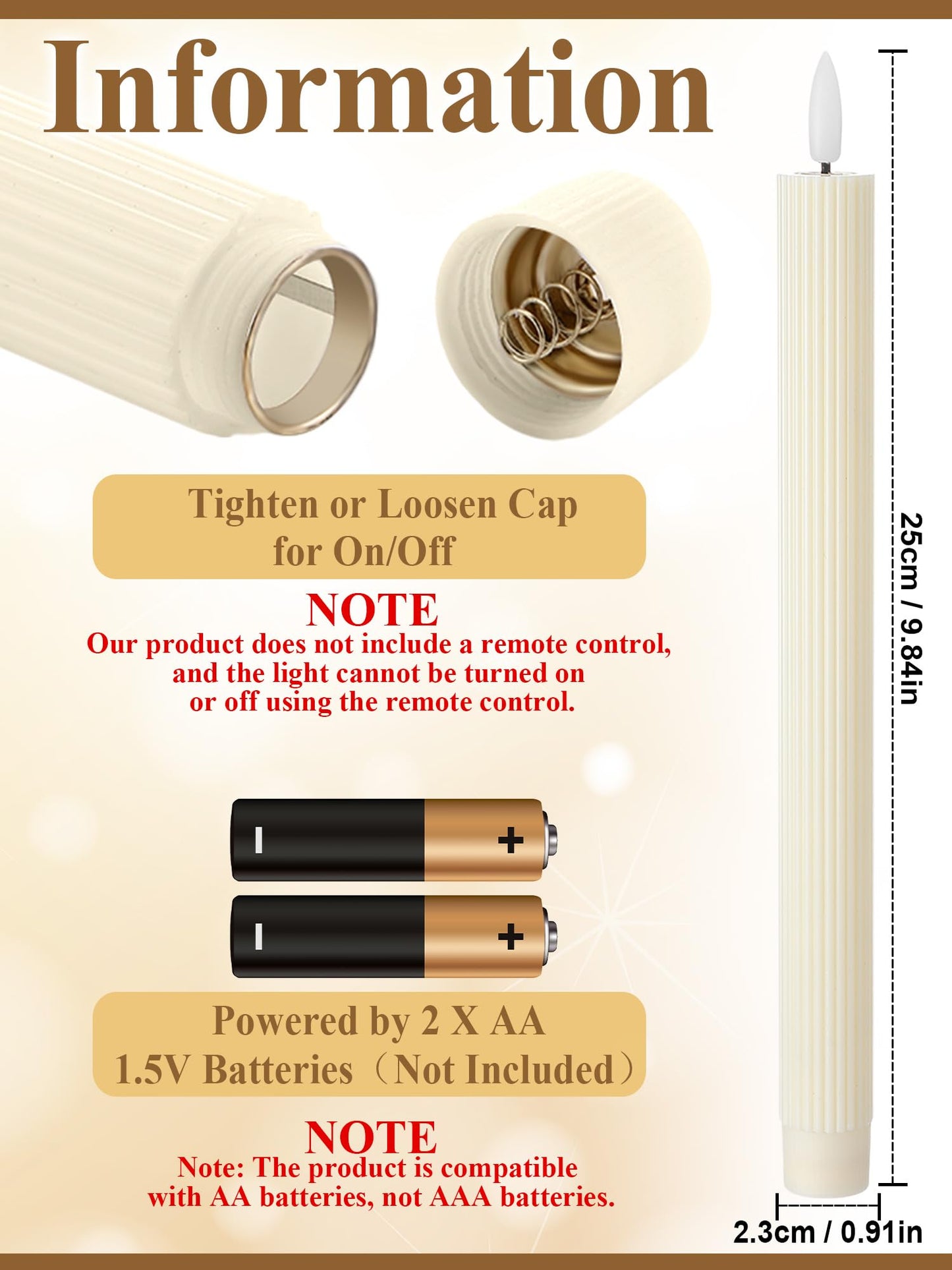 Retisee 30 Pcs 10 Inch Flameless Taper Candles LED Candles Bulk Battery Operated Taper Candle Flickering LED Candlesticks for Valentines Birthday Wedding Party Decor (Elegant Style,Ivory)