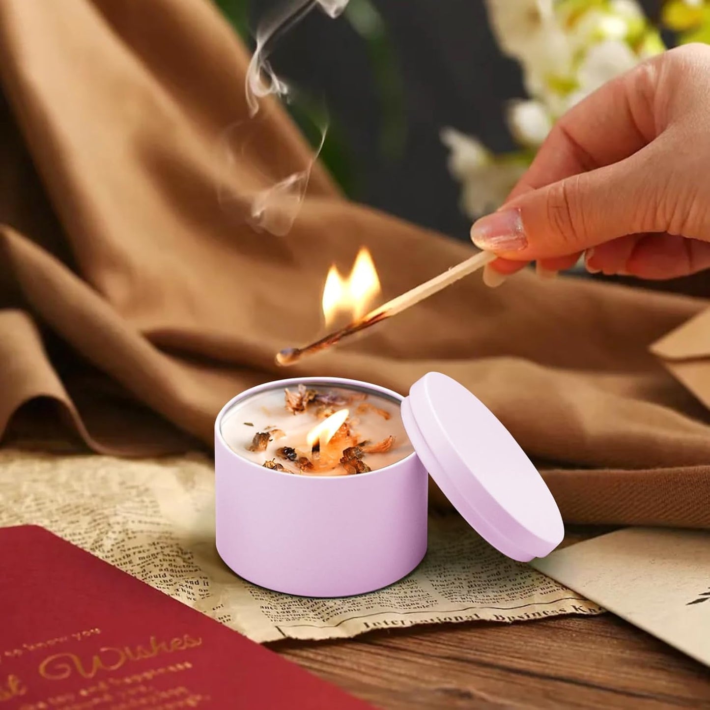 YJHSS 24-Pack 4oz Candle Tins with Lids, Metal Candle Jars for Candle Making, Empty Containers Vessels Bulk for Small Business & Beginners DIY Storage -Pink