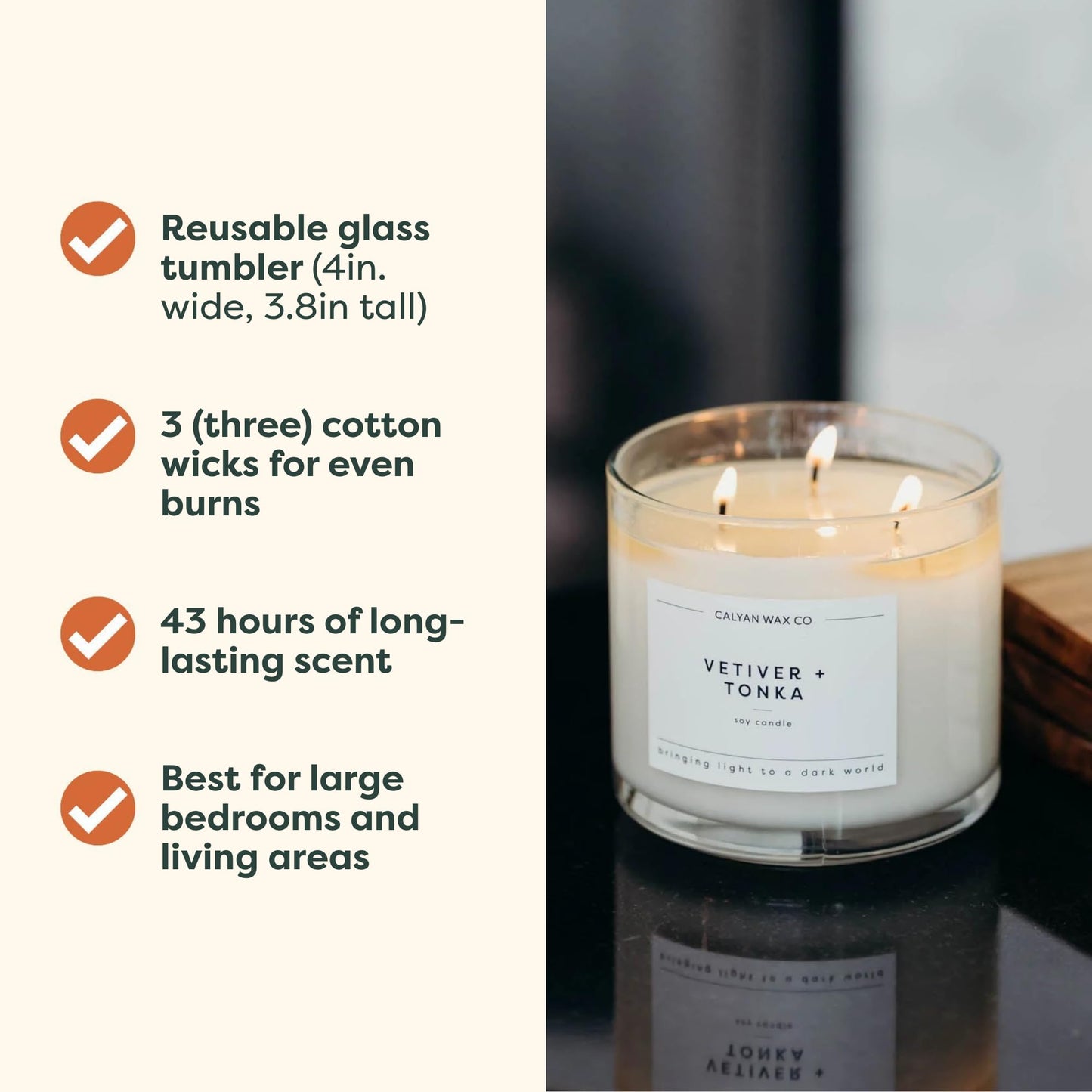 Calyan Wax Co. Everyday 3 Wick Scented Candle Gift Set - 4 Luxury Scented Candles - 43 Hour Burn - 3 Wick Clean Soy Wax Candles - Long Lasting Large Glass Jar Candle for Home - 14.9oz