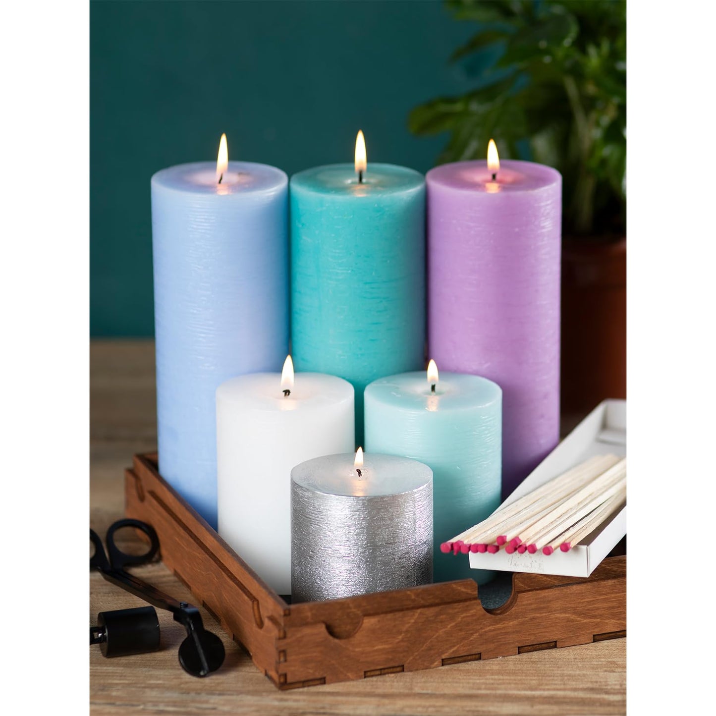 CANDWAX 3x4 inch Pillar Candles Set of 3 – Unscented Dripless Rustic Ivory Candles for Home Decor, Weddings, Table Settings