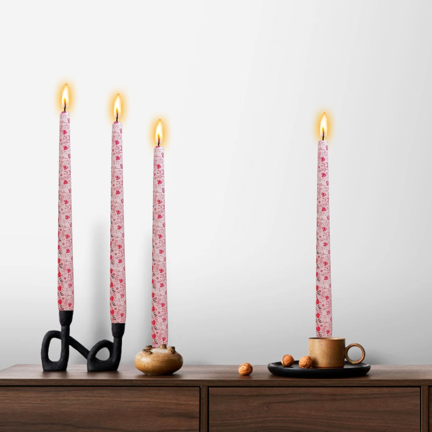 10 inch Long Candle Blue Quicksand Taper Candles Printed Candlestick Handmade Unscented Taper Candle 4 Pack Smokeless Tapered Candles for Home Dinner Wedding Holiday
