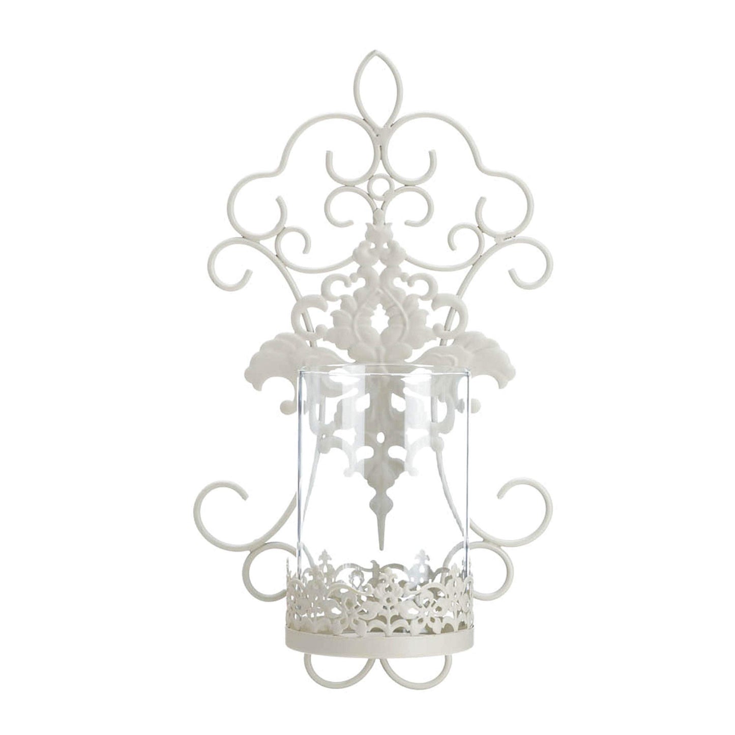 Accent Plus 57073471 Romantic LACE Candle Sconce, White