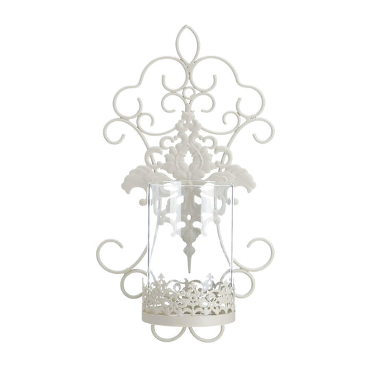 Accent Plus 57073471 Romantic LACE Candle Sconce, White