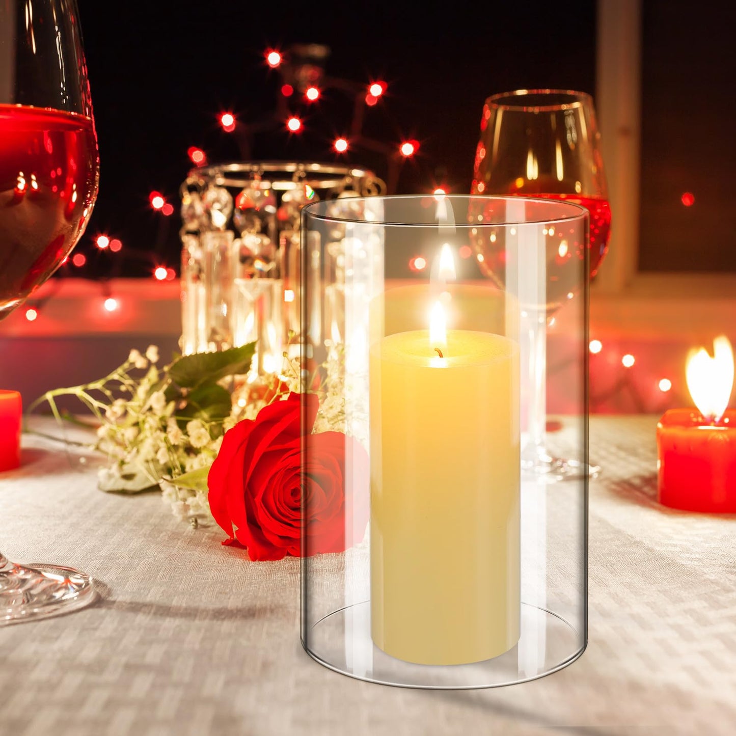 SHINEOFI 2pcs Hurricane Candle Holder Sleeve Cylinder Glass Shade Candleholder Tube Lamp Shade, Clear Glass Bottomless Cylinder, 5. 9 X 3. 9 Inches