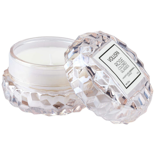 Voluspa Rose Colored Glasses, Mini Macaron Candle, 1.8 Ounce, 15 Hour Burn Time, Coconut Wax for Clean Burning, Handcrafted in The USA