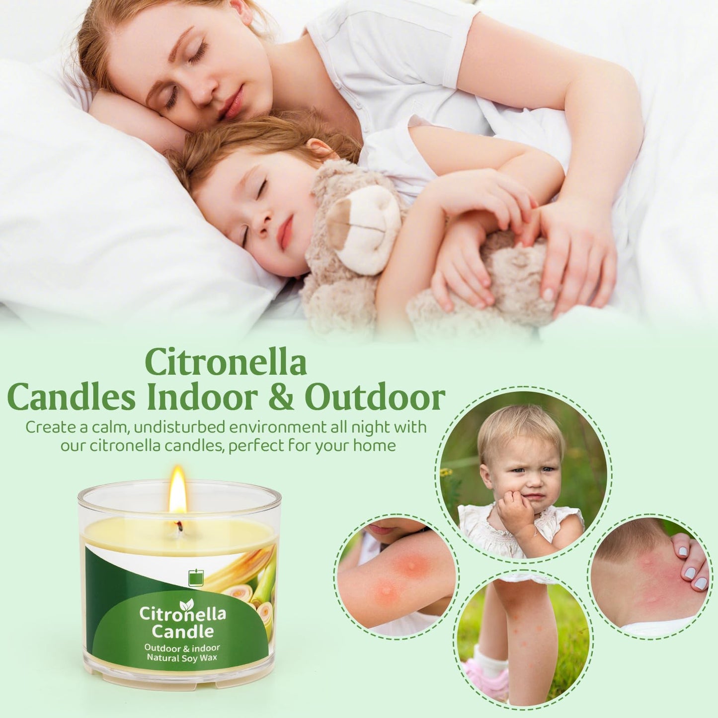 Citronella Candles Outdoor, 12 Pack Citronella Candles, 180 Hours Long Lasting Burn Time, Natural Soy Wax, Indoor & Outdoor Candle for Patio, Camping, Garden, Yard, Balcony, Summer Party, Home