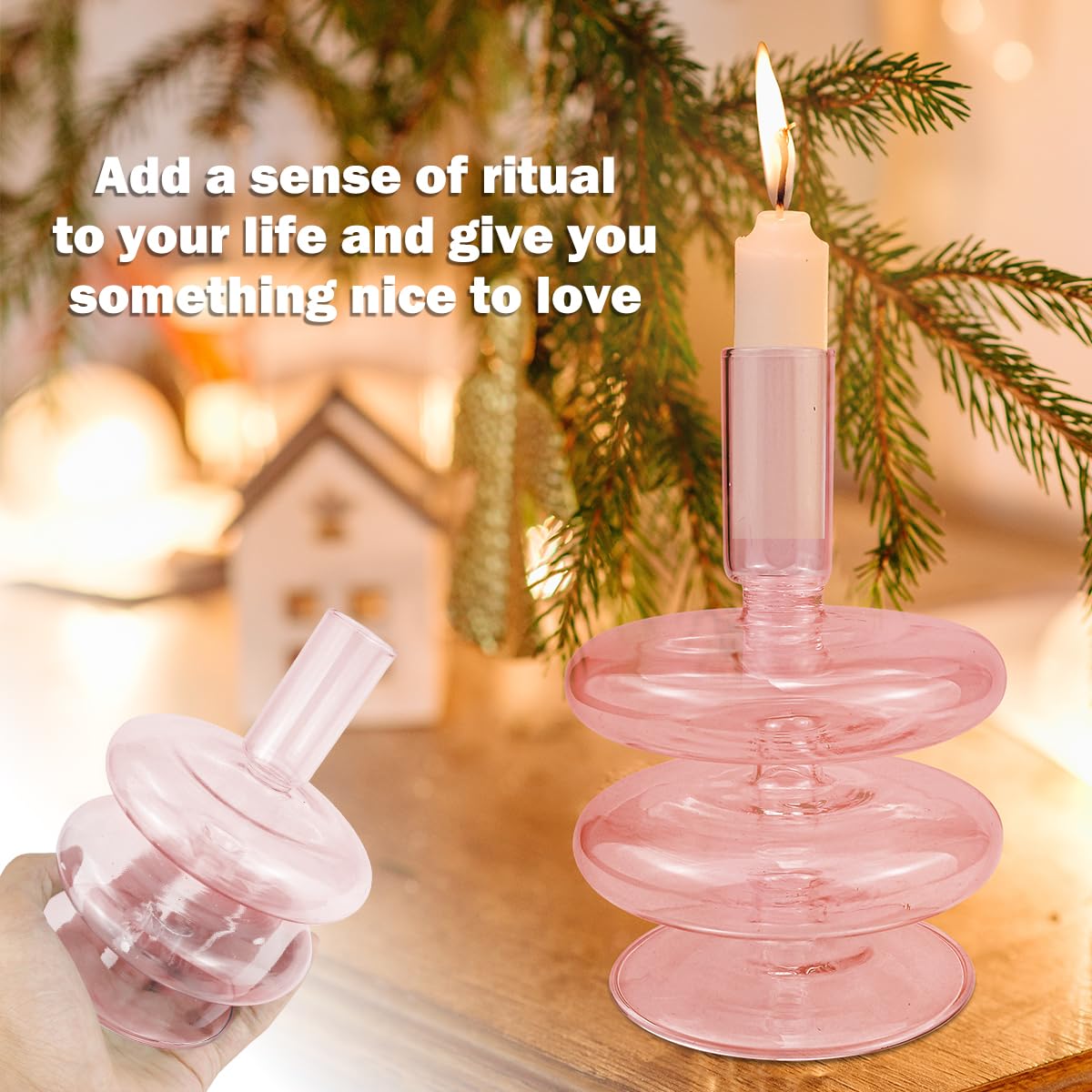 LNQ LUNIQI Glass Candle Holder for Taper Candles,Clear Decorative Candle Sticks Holders for Wedding Valentines Day Birthday Party Centerpiece (PK)