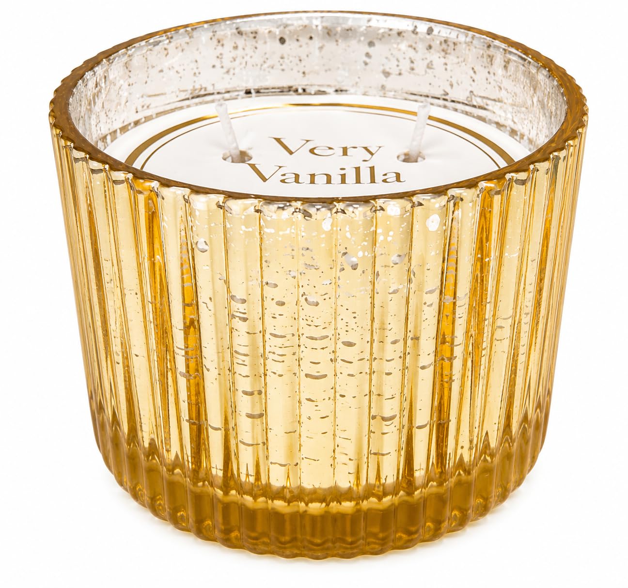 Vanilla Scented Candle, 12 oz Triple Wick in Gold Mercury Glass Jar, Warm Vanilla Fragrance, Decorative Home Candle, Reusable Luxury Glass Container, Luxury Breeze