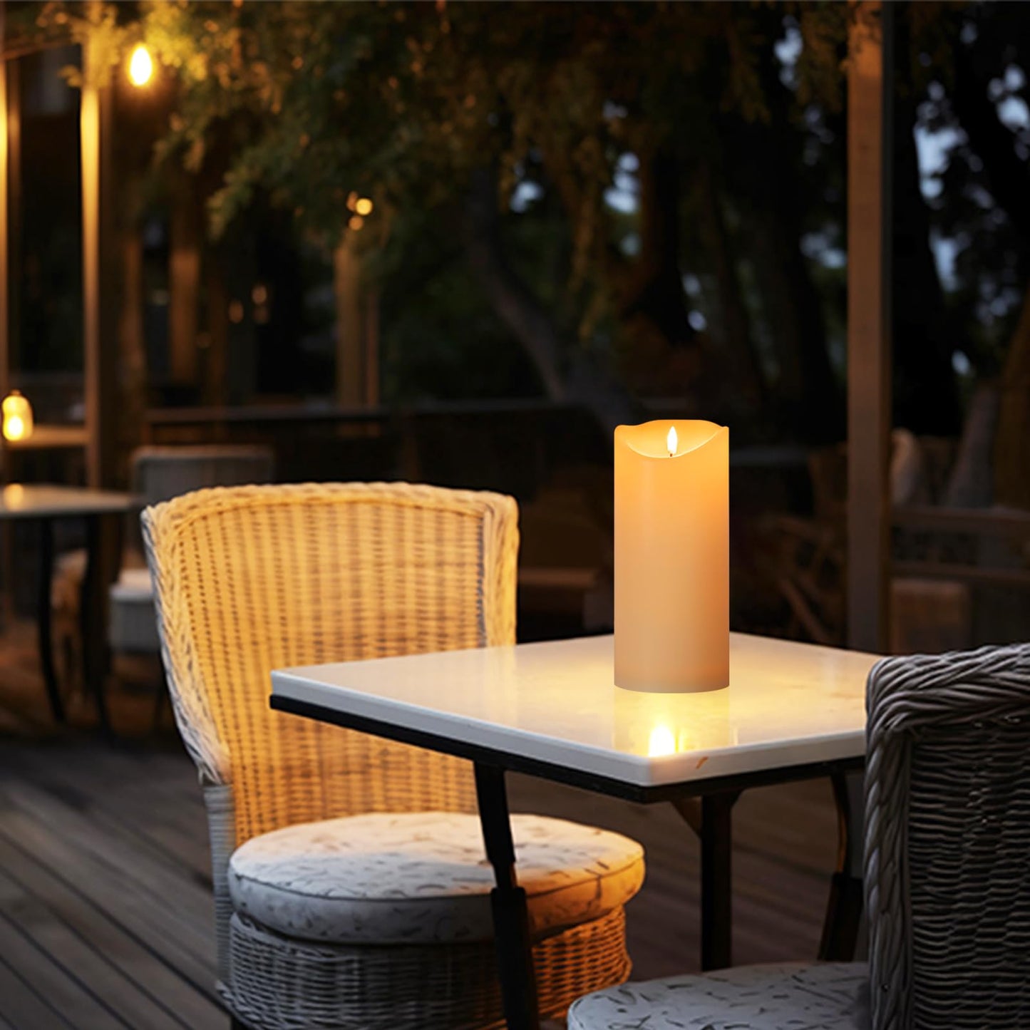Mingfuxin Outdoor Flameless Candles with Remote - 9“×4” Large Waterproof Battery Operated Candles with Timer, Flickering LED Pillar Candle for Indoor Outdoor Larterns, Porch, Long Lasting, Set of 2