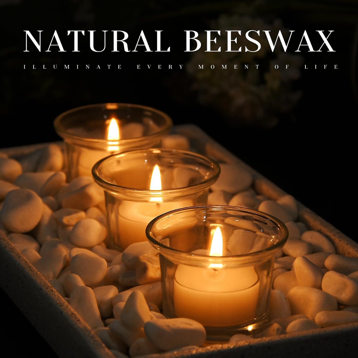 Natural Beeswax Tealight Candles - 24 pcs - Organic Small Candle Natural Scent Smokeless Clean Burning-White