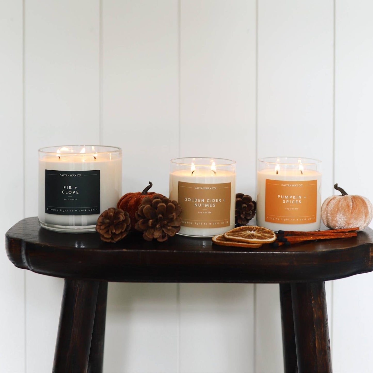 Calyan Wax Co. Golden Cider & Nutmeg 2 Wick Scented Candle - 37 Hour Burn - Luxury Clean Soy Wax Candles - Long Lasting Large Glass Jar Candle for Home - 8.8oz