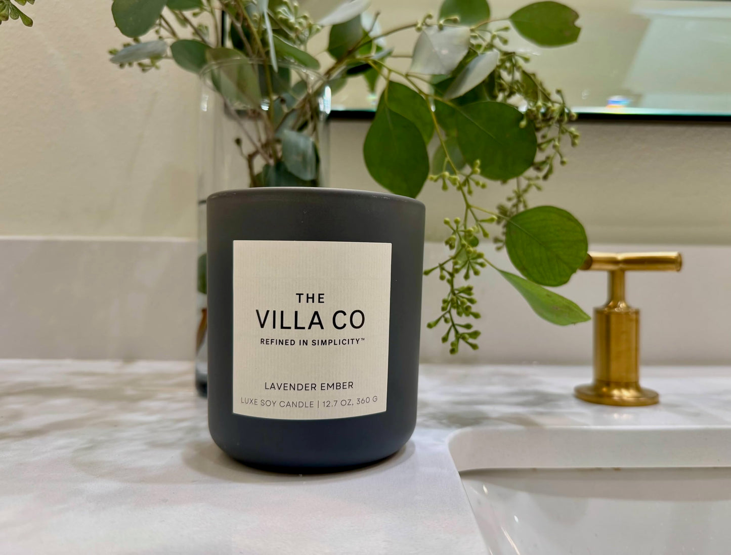 The Villa Co - Lavender Ember | Scented Candle for Women & Men | Hand-Poured, Aromatic & Fragrant | 60 Hour Burn Time 12 OZ | Soy Based | Phthalate Free | Made in USA