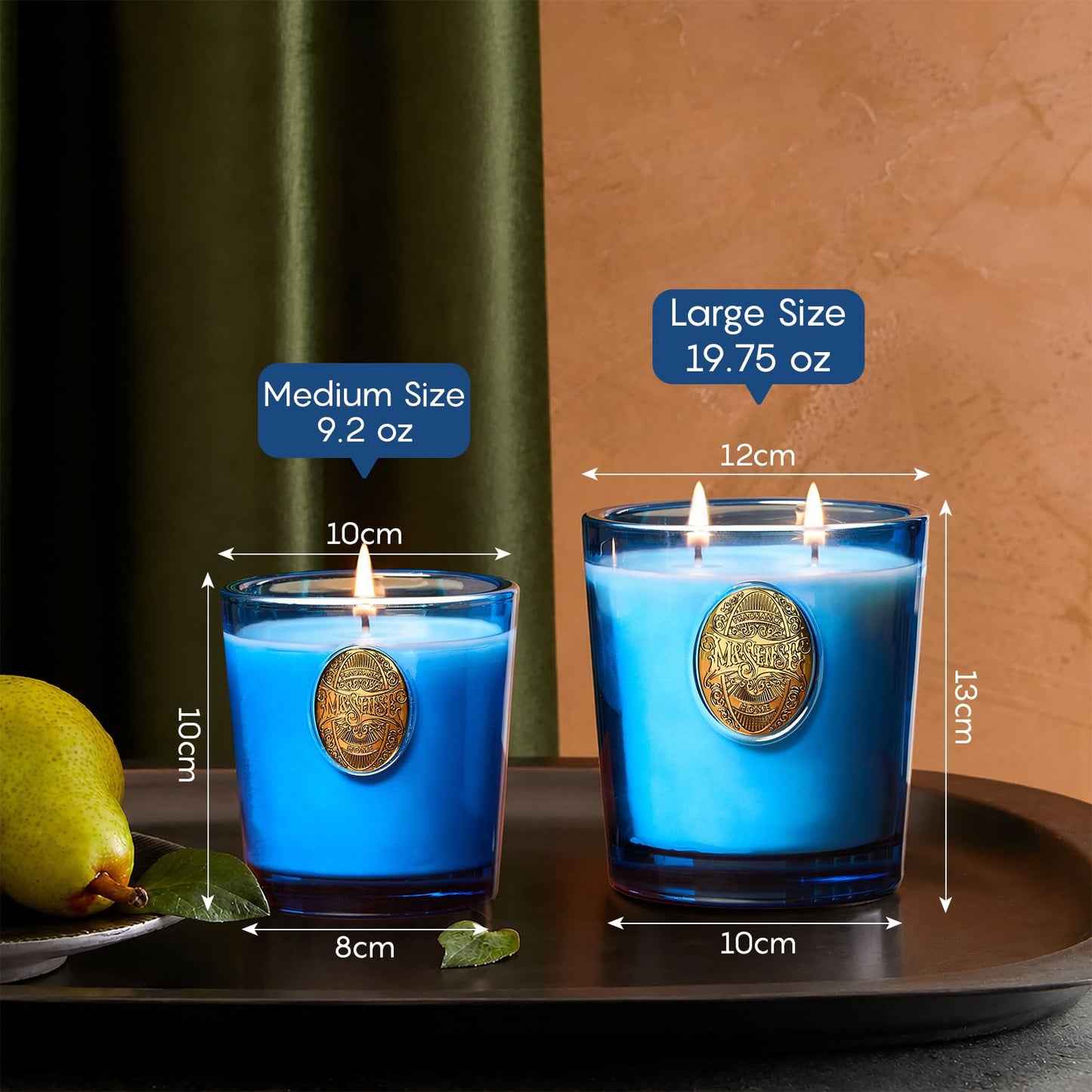 M&SENSE Natural Strong Summer Soy Candle | Summer's Night & Blue | 9.2 oz, 50H Burn Time | Luxury Scented Candle for Relaxation, Gifting, SPA