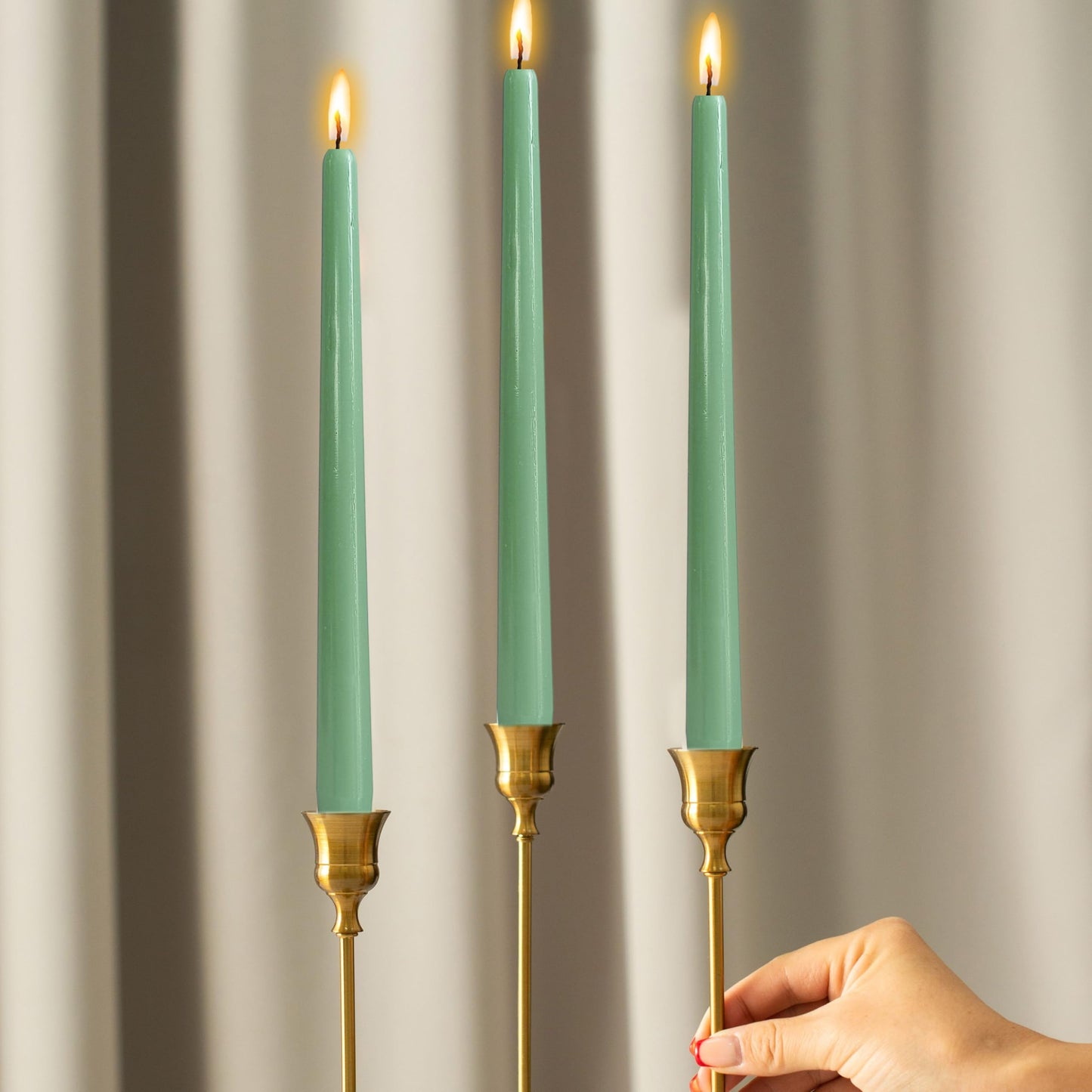 10 Inch Rustic-Chic Sage Green Taper Candles Unscented Smokeless Sage Green Taper Candles Handmade Perfect for Weddings Dinner Parties Home Décor Farmhouse & Boho Style