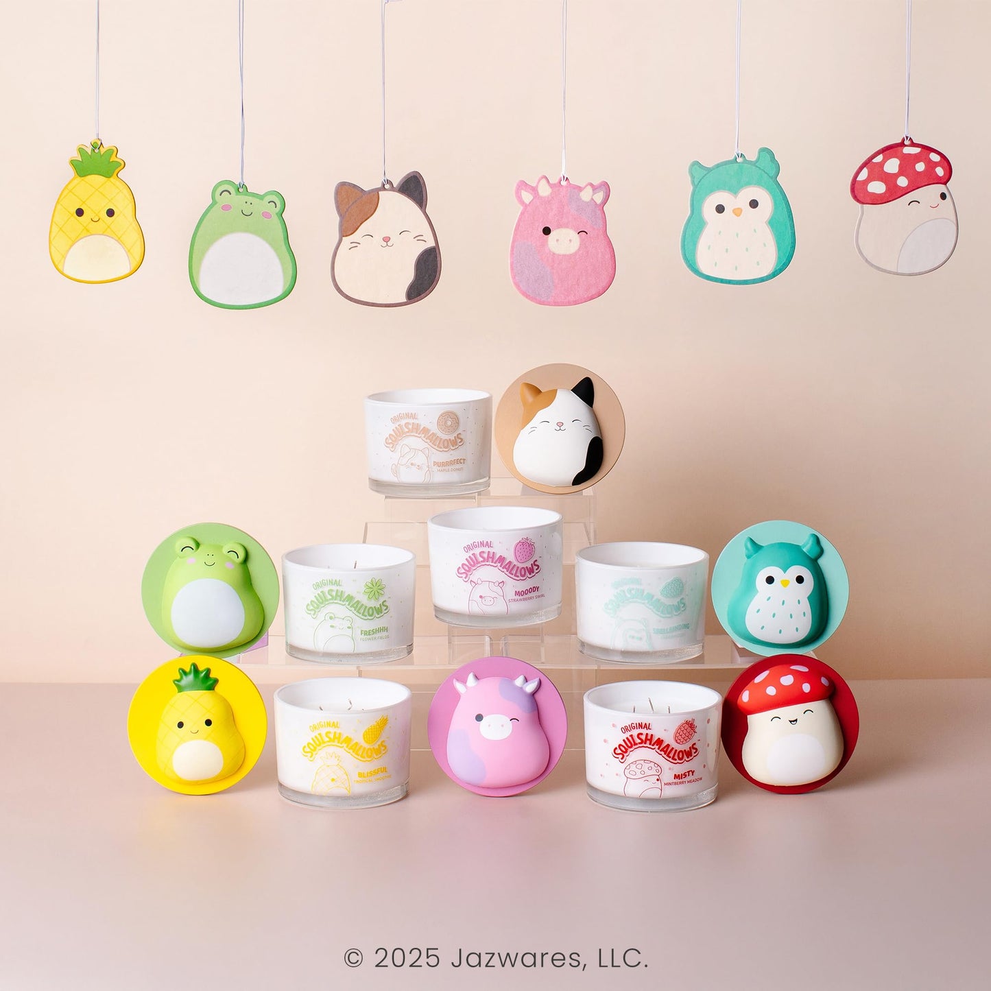 Studio Oh! x Squishmallows Scented Candle, Patty Mooody Strawberry Swirl Strawberry, Vanilla, Citrus & Freesia, 12 oz, Reusable Jar, Scented Candles for Home, Relaxing Calming Candle