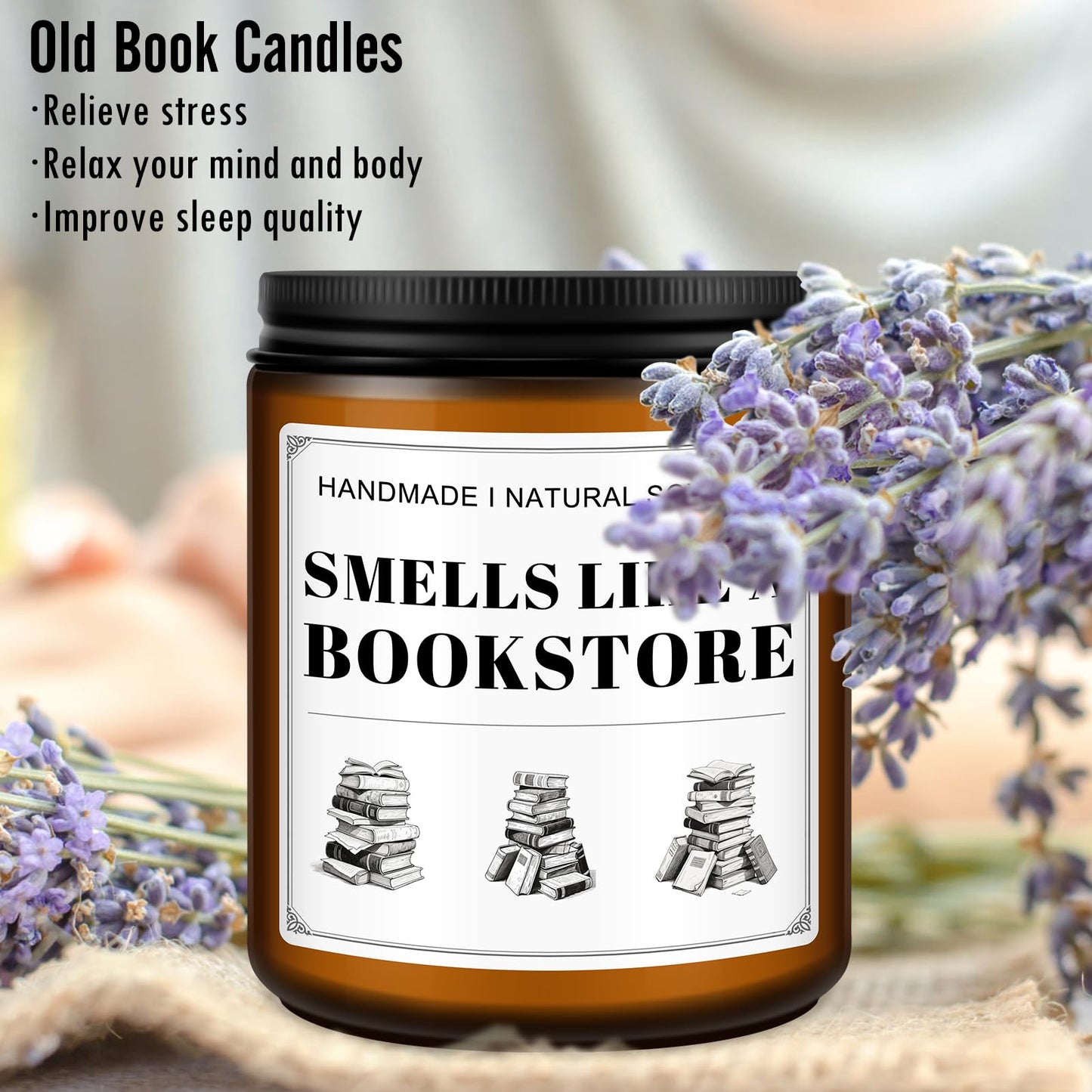 RIZOOCE Book Lovers Candle Gifts, Funny Gift Ideas for Book Lovers, Birthday Bookish Presents for Readers Librarian Bookworms -Old Book Candles (7Oz)