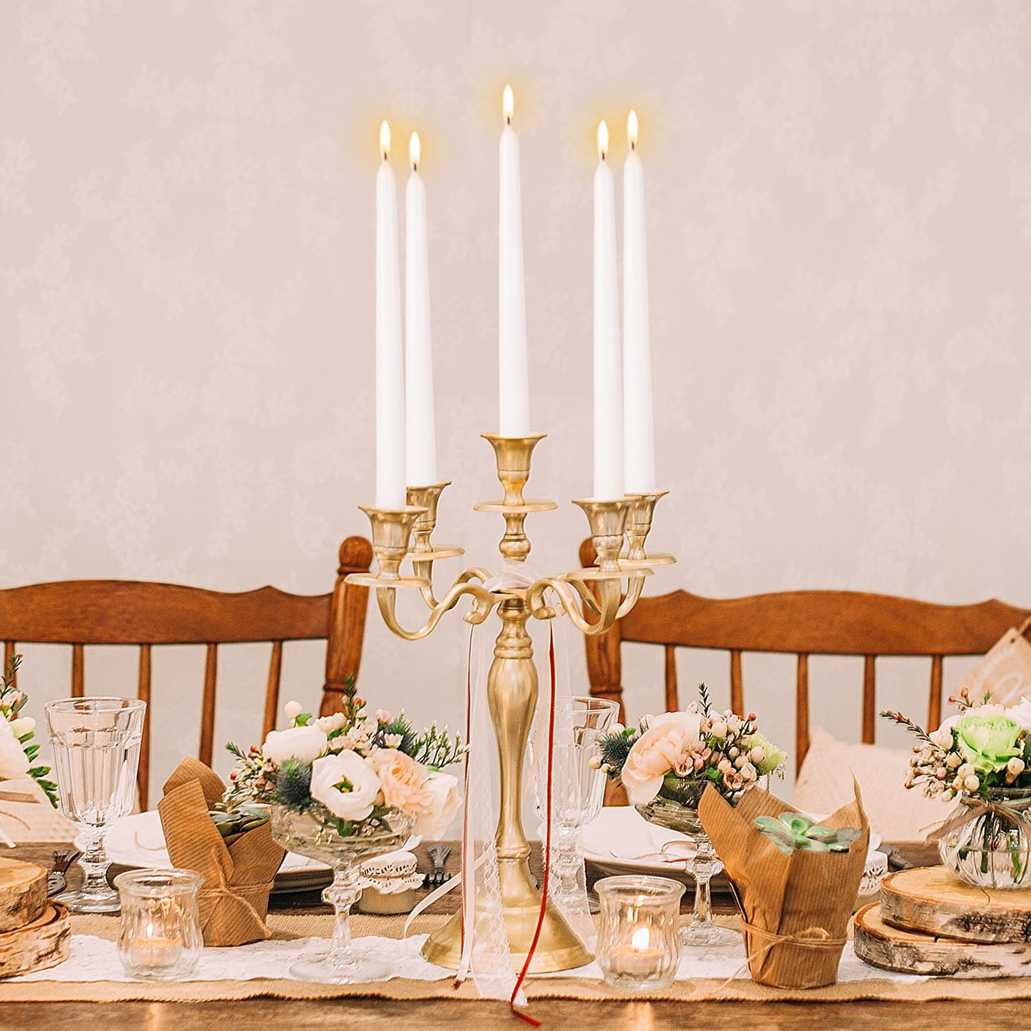 KONNI 0.87×10 Inch White Taper Candles, Unscented and Smokeless Tall Candlesticks, 10 Pack Tapered Candles with Cotton Wicks, Long Burning, Ideal for Weddings, Dinner Parties, and Home Décor