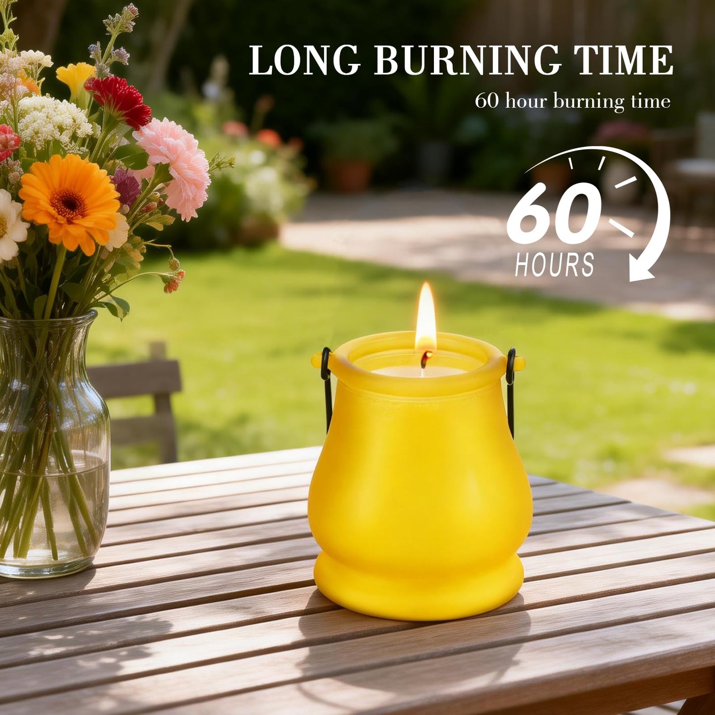 Citronella Candles Outdoor, 2 Pack 20oz Soy Wax Large Citronella Candles, 120 Hours Long Lasting Lemongrass Jar Candles Lantern for Patio Garden Camping Balcony Backyard Home, Summer Gift
