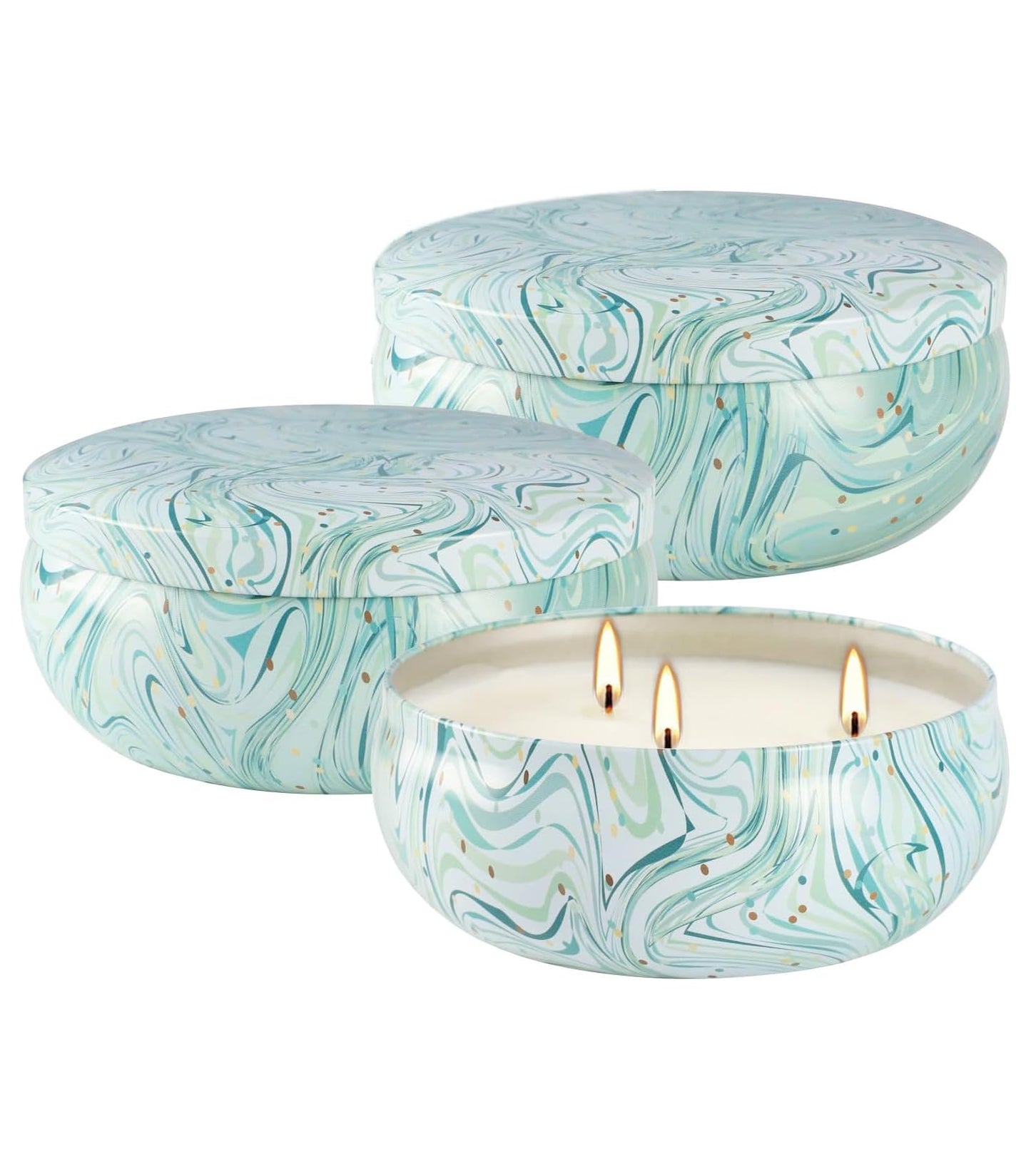 Citronella Candles Outdoor, 3 Pack 12oz Large Citronella Candle 3-Wick Natural Soy Wax Summer Candle Set 240 Hours Long Lasting Burning Huge Scented Outdoor Indoor Candles for Garden Yard (Blue)
