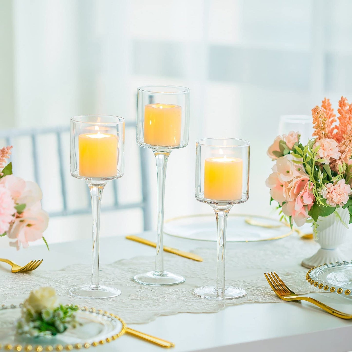 Tea Light Holder Votive Centerpieces - Glass Candle Holders Bulk for Wedding Table Centerpiece, Fit Floating Candle for Wedding Reception Decor, Home Decorations 30 PCS