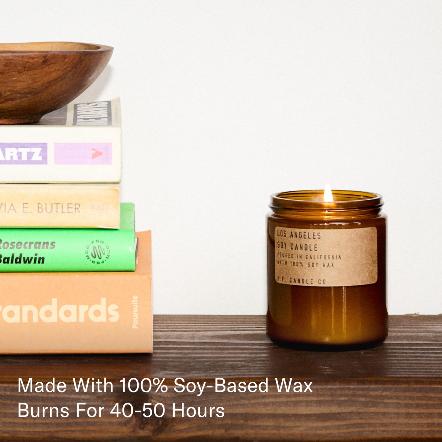 P.F. Candle Co. Los Angeles Classic Standard Scented Soy Wax Candle (7.2 oz) 40-50 Hour Burn Time, Amber Glass Jar, Made in The U.S.A.